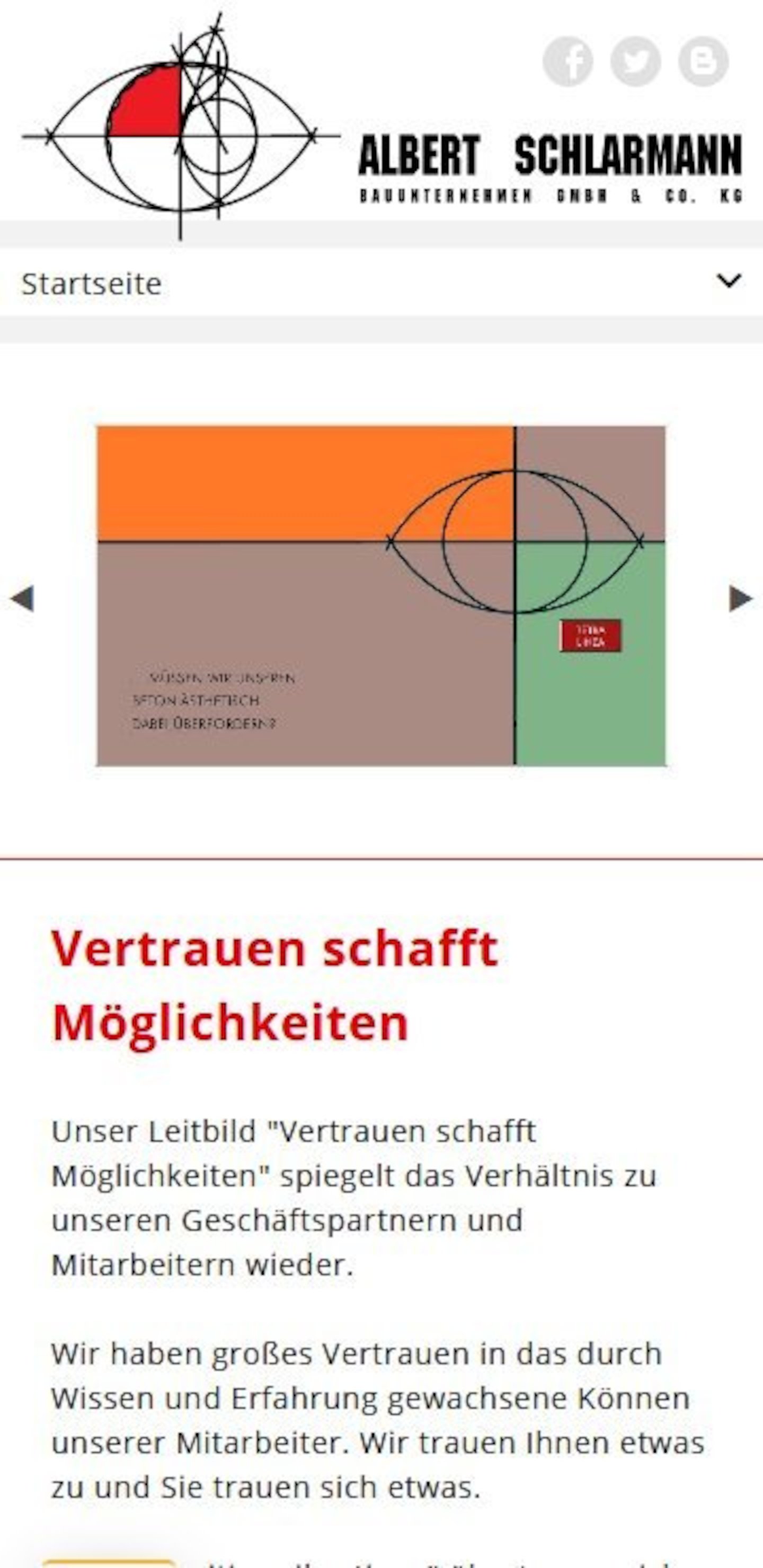 Smartphone Screenshot der Website von: Albert Schlarmann Bauunternehmen