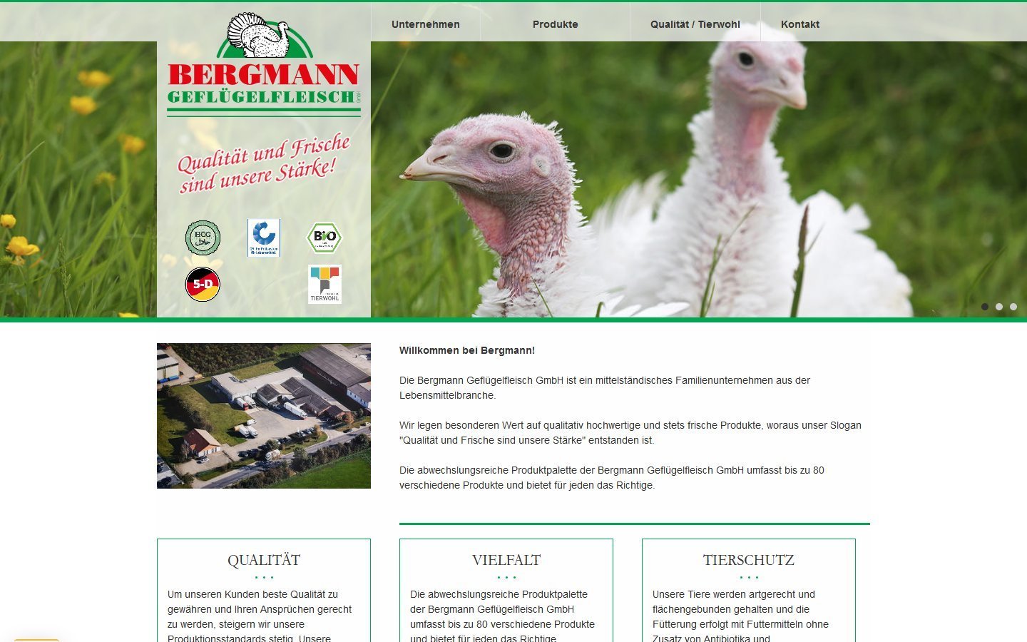 Desktop Screenshot der Website von: Bergmann Geflügelfleisch GmbH