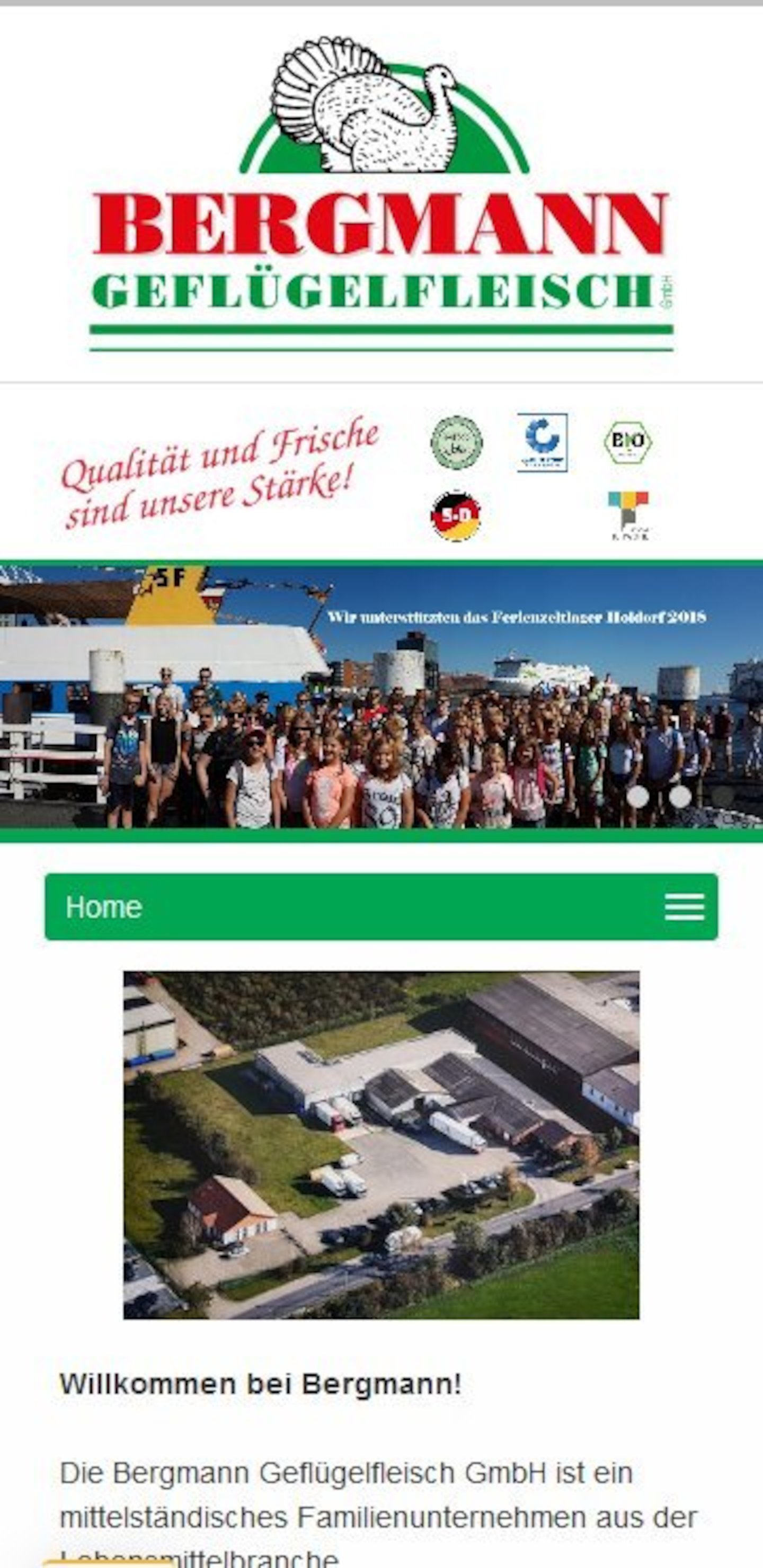 Smartphone Screenshot der Website von: Bergmann Geflügelfleisch GmbH