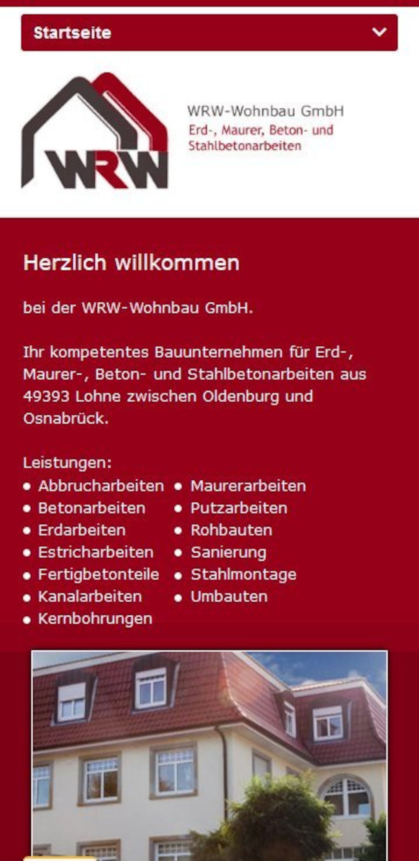 Smartphone Screenshot der Website von: WRW Wohnbau GmbH