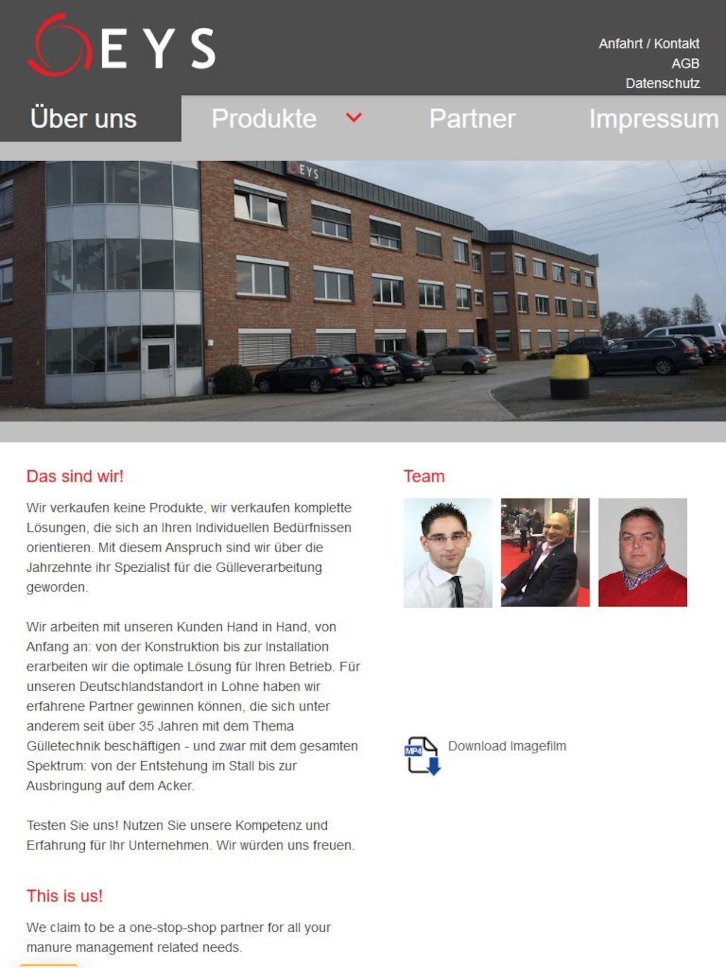 Tablet Screenshot der Website von: EYS GmbH