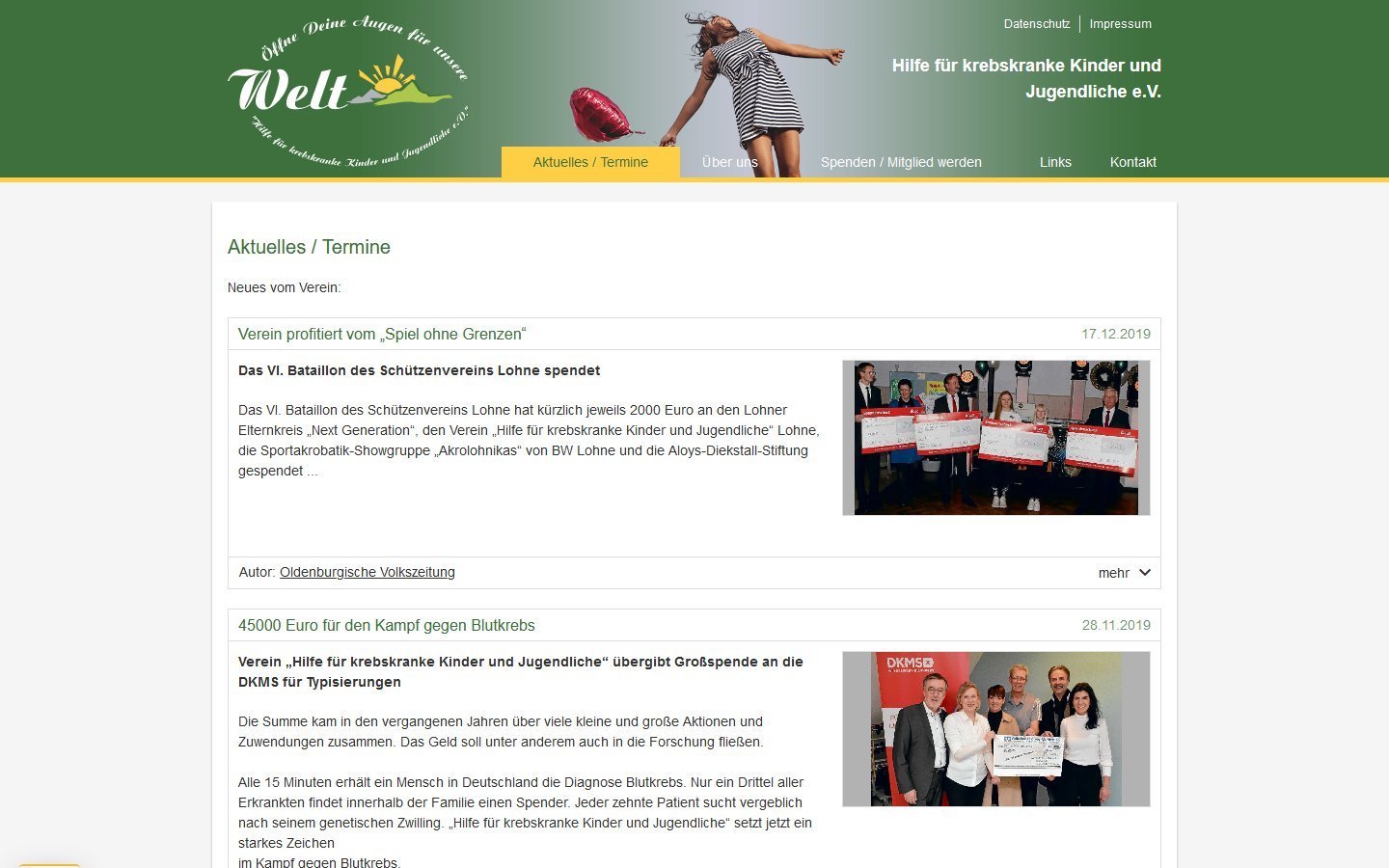 Desktop Screenshot der Website von: Hilfe für krebskranke Kinder und Jugendliche e.V.