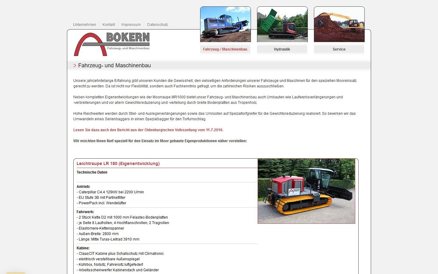 Desktop Screenshot der Website von: Bokern - Fahrzeug- und Maschinenbau