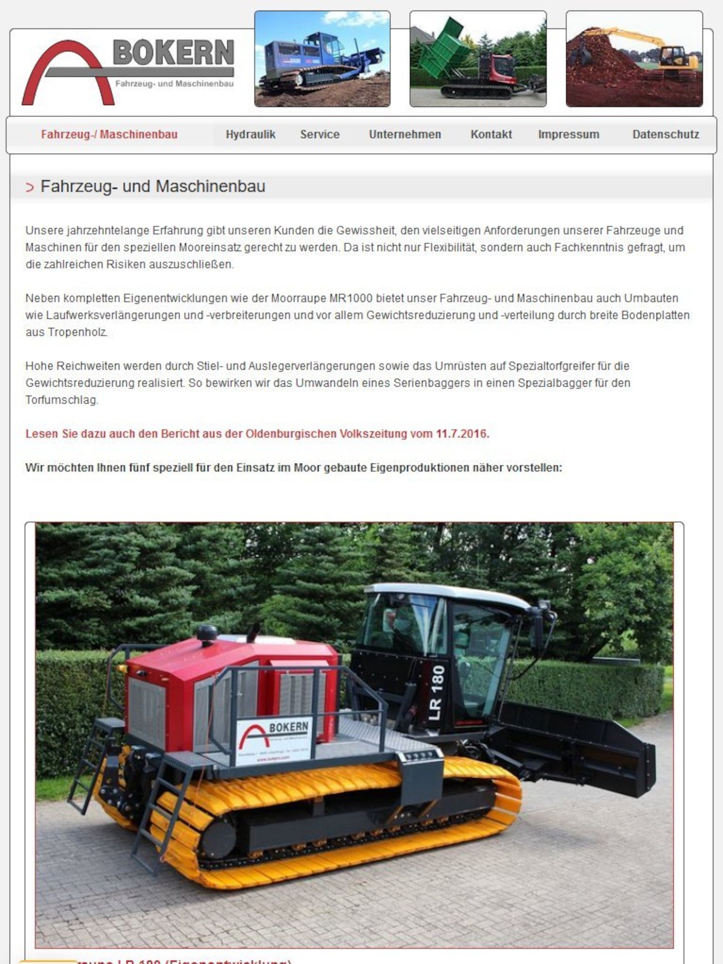 Tablet Screenshot der Website von: Bokern - Fahrzeug- und Maschinenbau