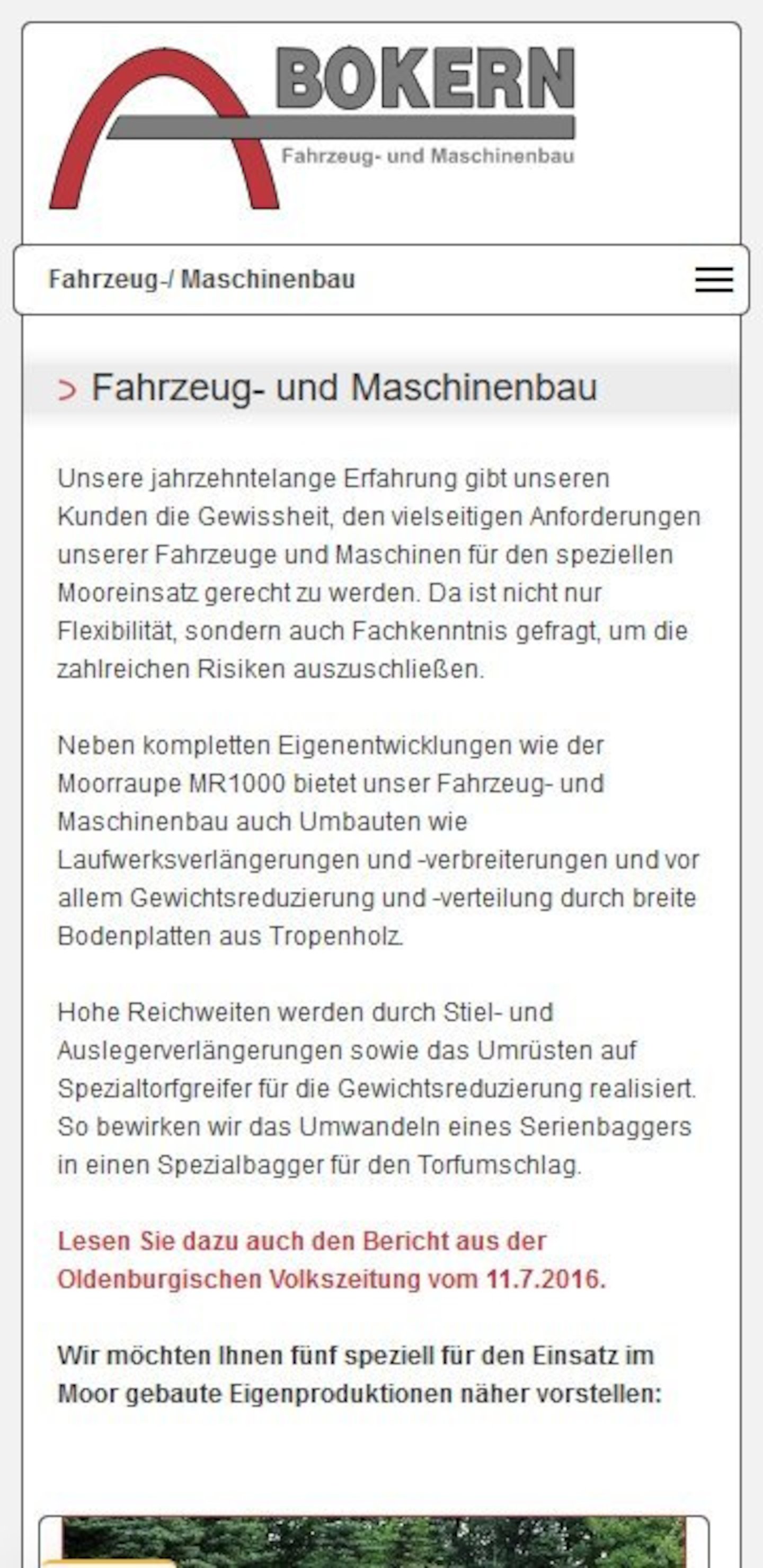 Smartphone Screenshot der Website von: Bokern - Fahrzeug- und Maschinenbau