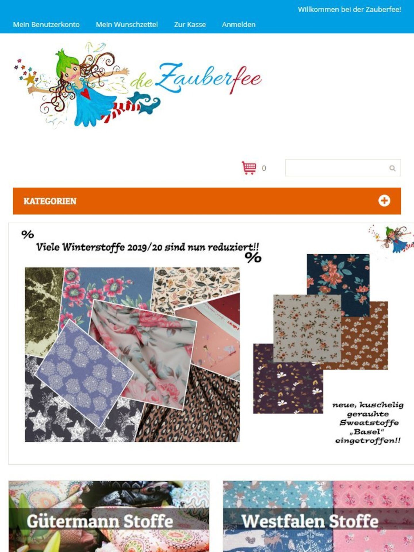 Tablet Screenshot der Website von: Stoffparadies