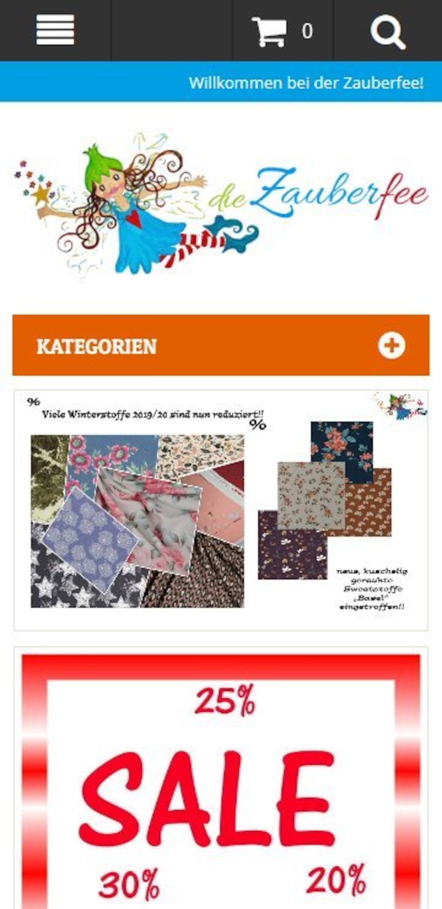 Smartphone Screenshot der Website von: Stoffparadies