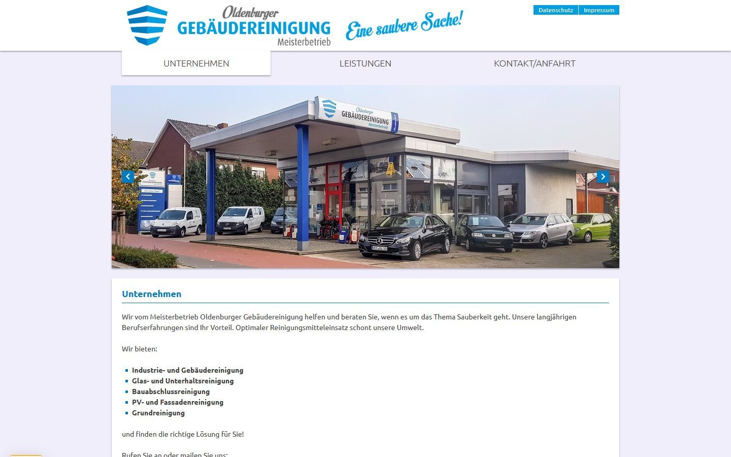 Desktop Screenshot der Website von: Oldenburger Gebäudereinigung
