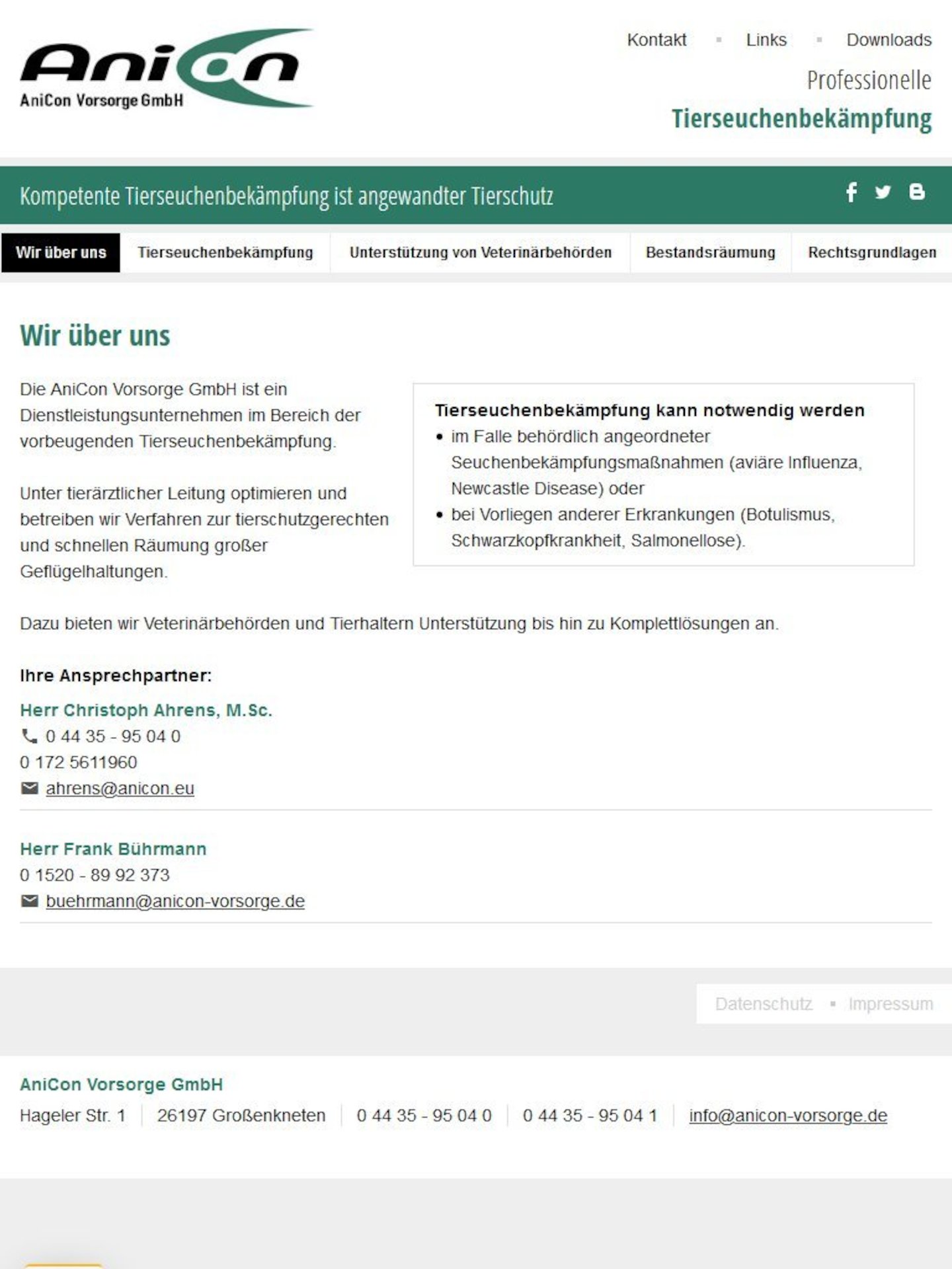 Tablet Screenshot der Website von: AniCon Vorsorge GmbH