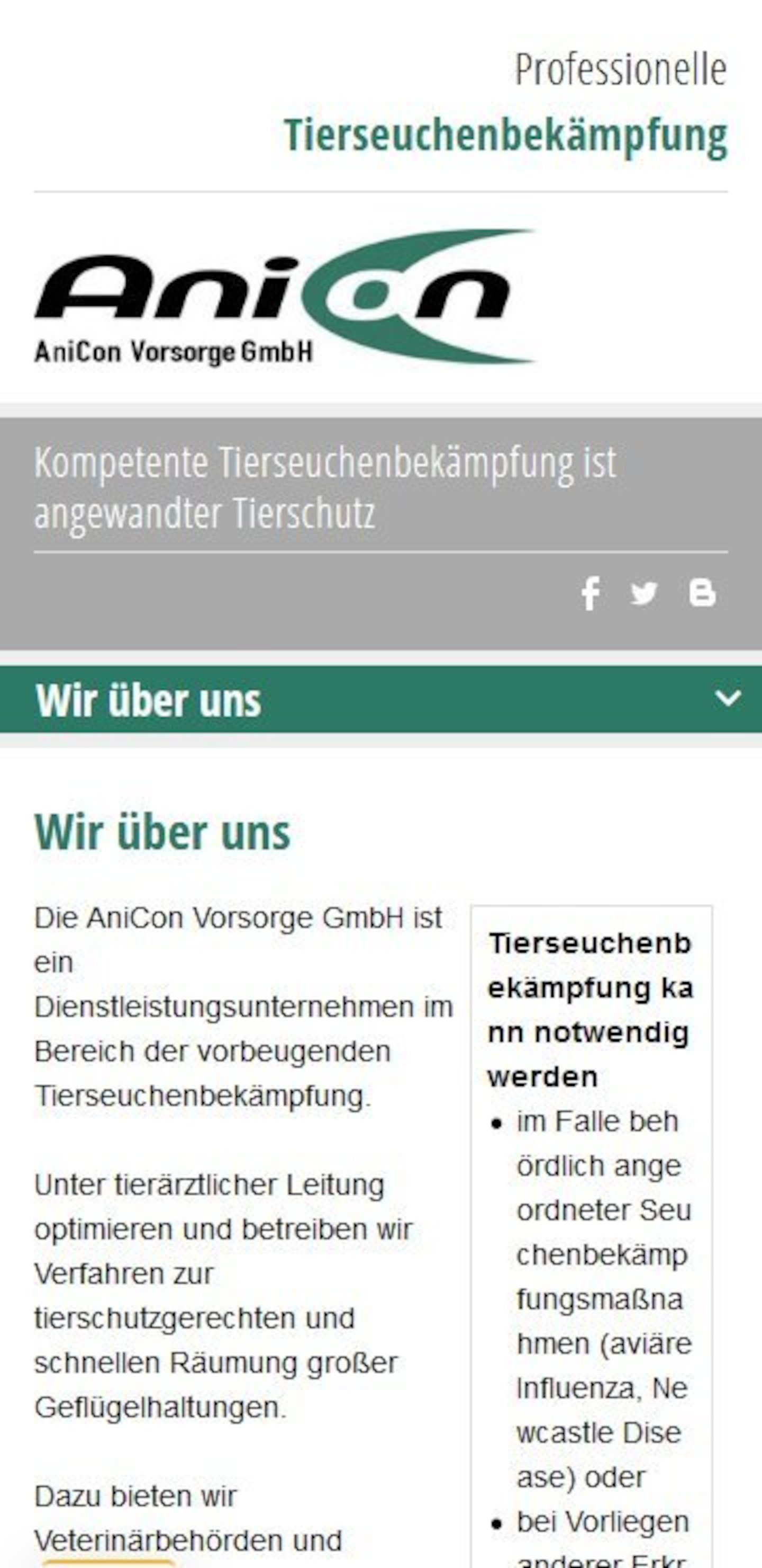 Smartphone Screenshot der Website von: AniCon Vorsorge GmbH