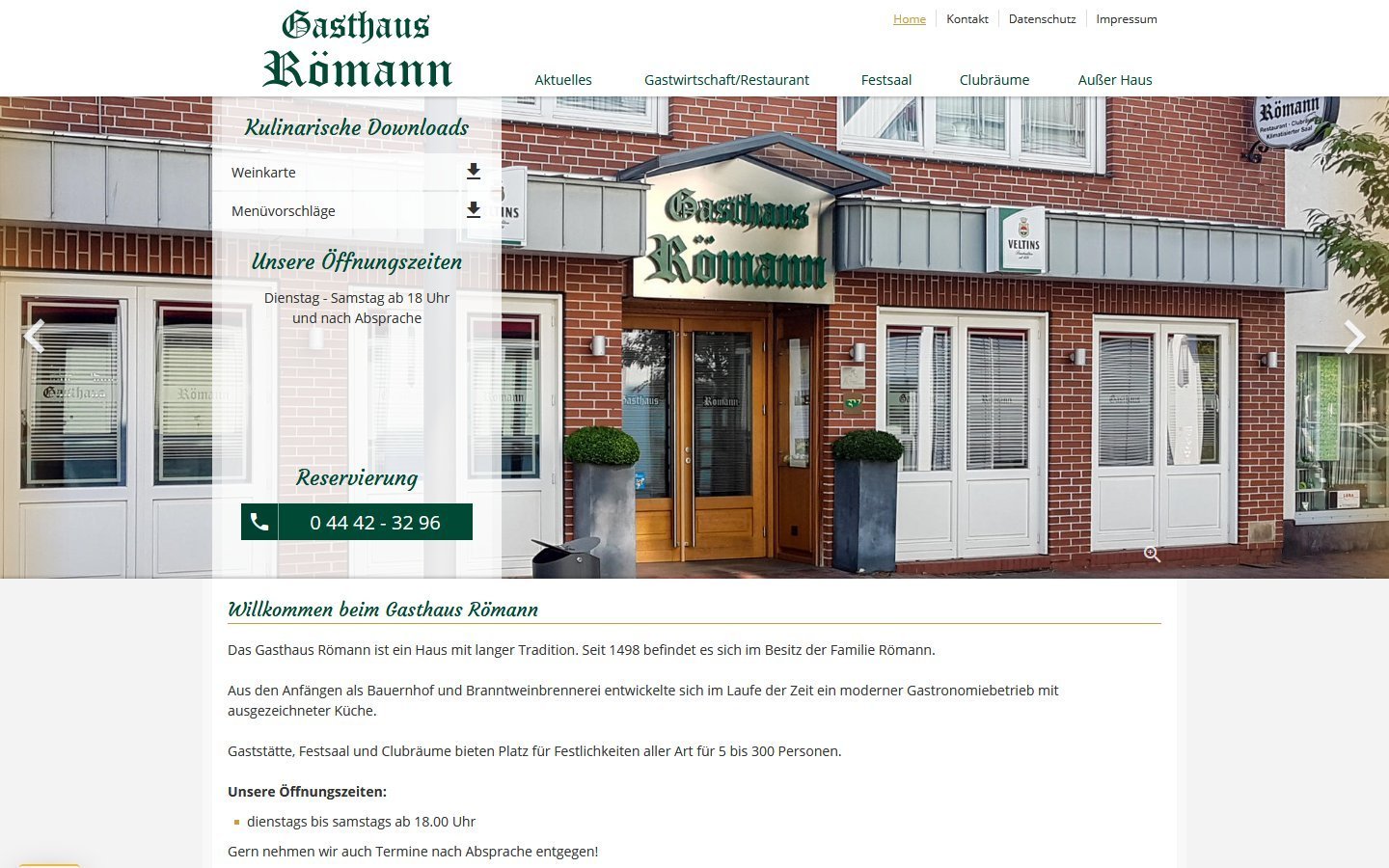Desktop Screenshot der Website von: Gasthaus Römann