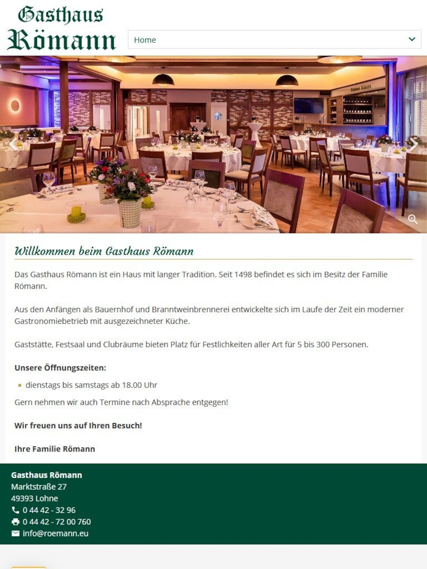Tablet Screenshot der Website von: Gasthaus Römann
