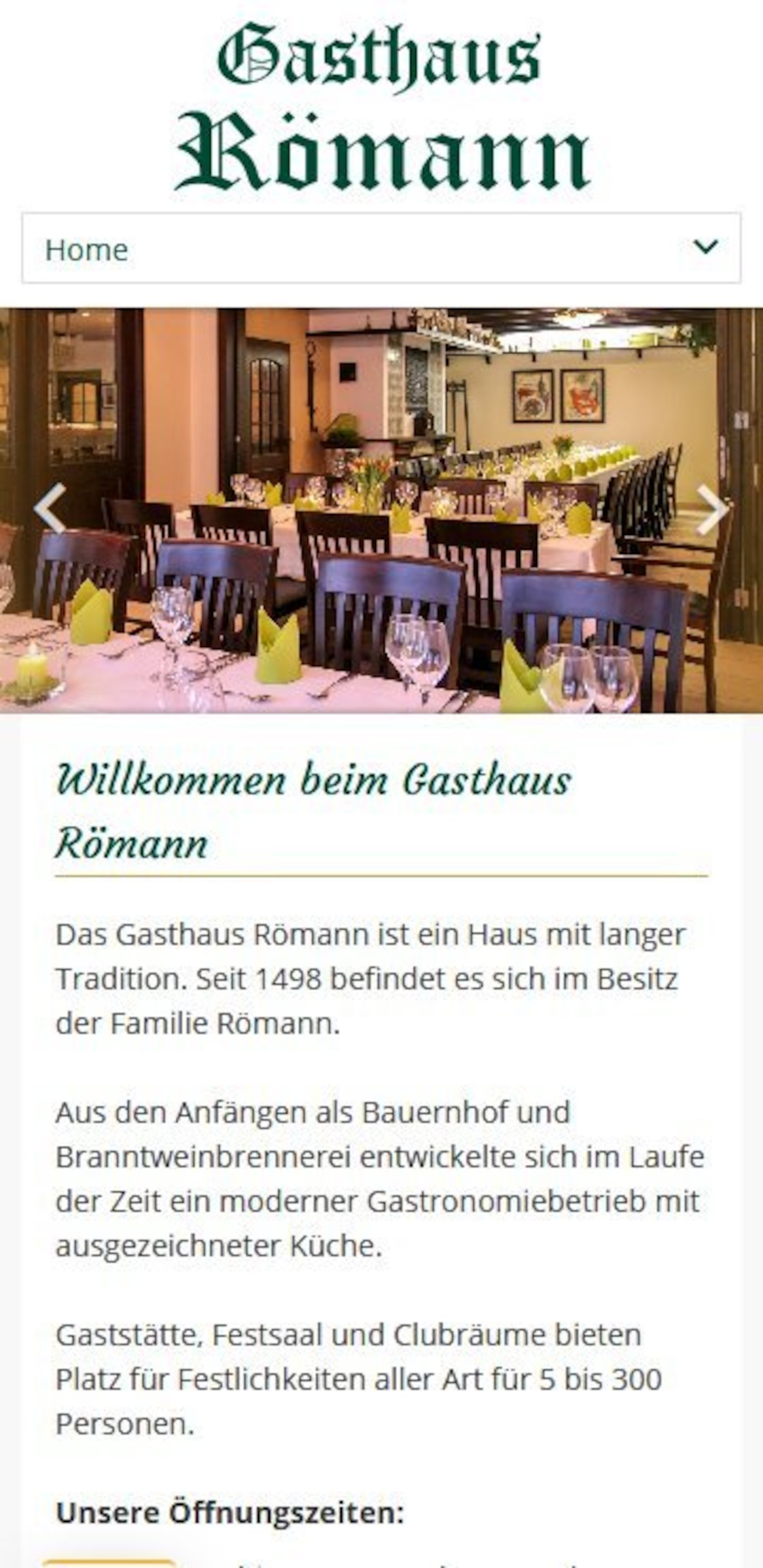 Smartphone Screenshot der Website von: Gasthaus Römann