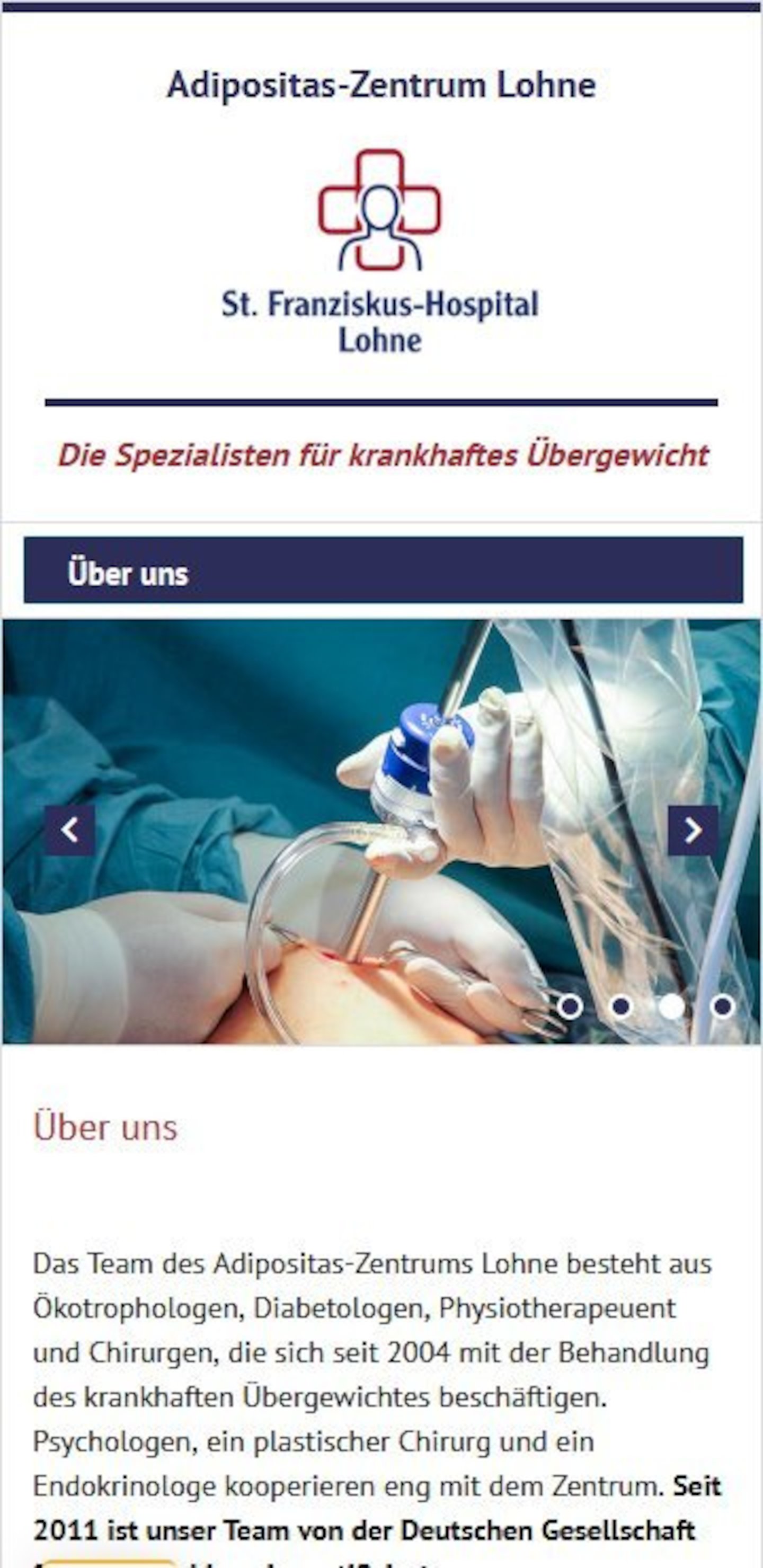 Smartphone Screenshot der Website von: Adipositas-Zentrum Lohne