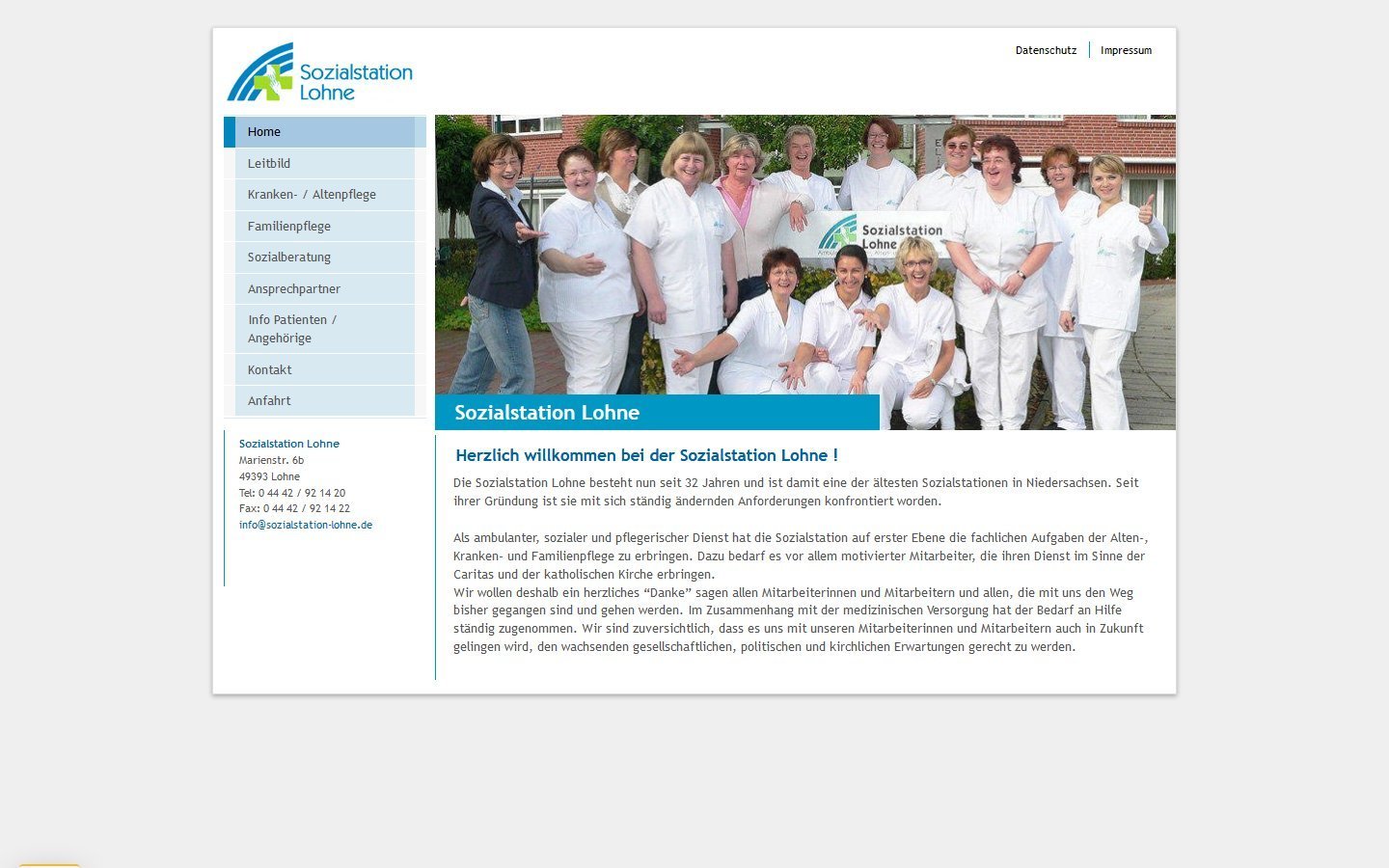 Desktop Screenshot der Website von: Sozialstation Lohne