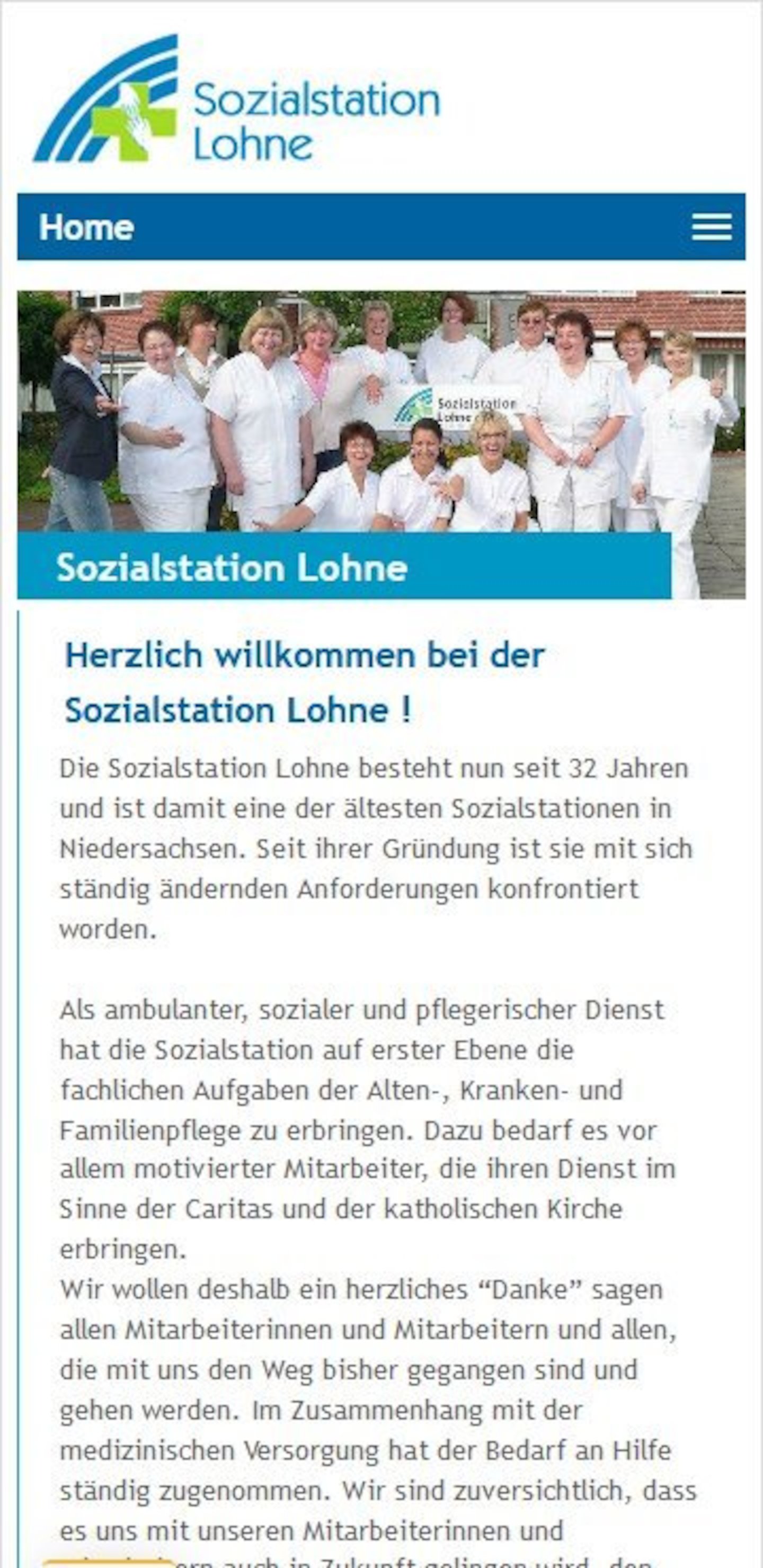 Smartphone Screenshot der Website von: Sozialstation Lohne