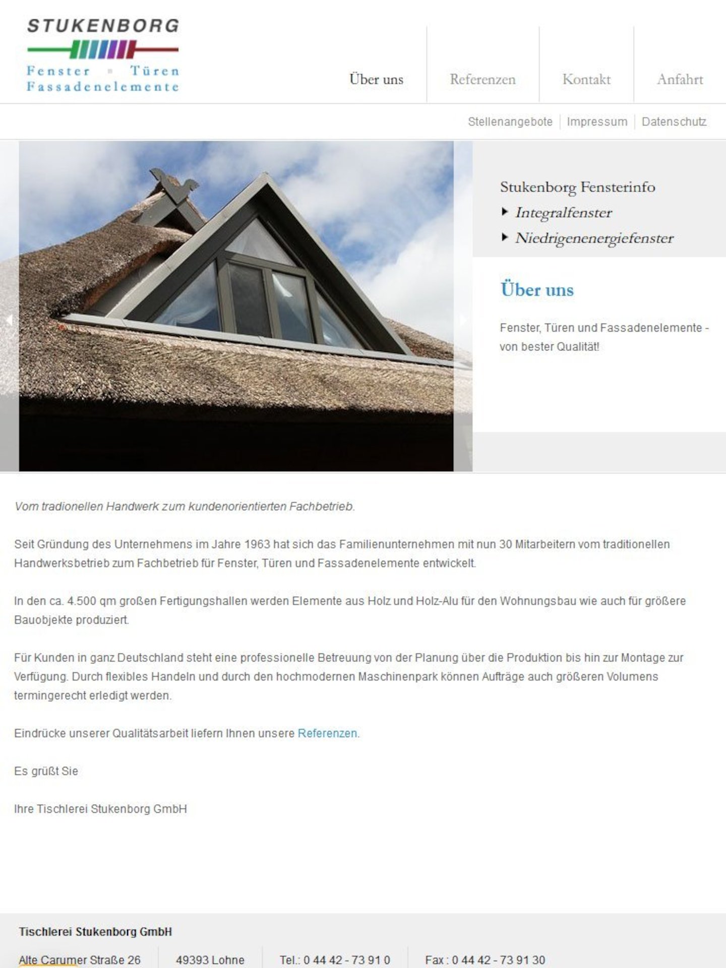 Tablet Screenshot der Website von: Tischlerei Stukenborg