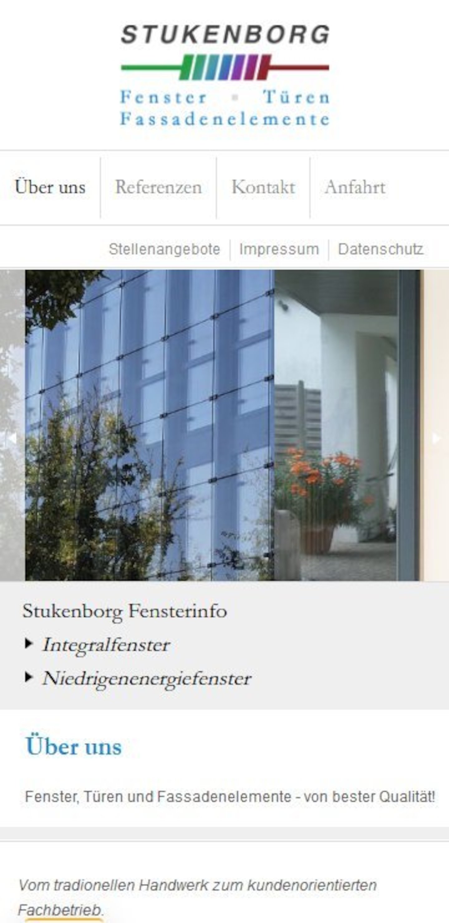 Smartphone Screenshot der Website von: Tischlerei Stukenborg