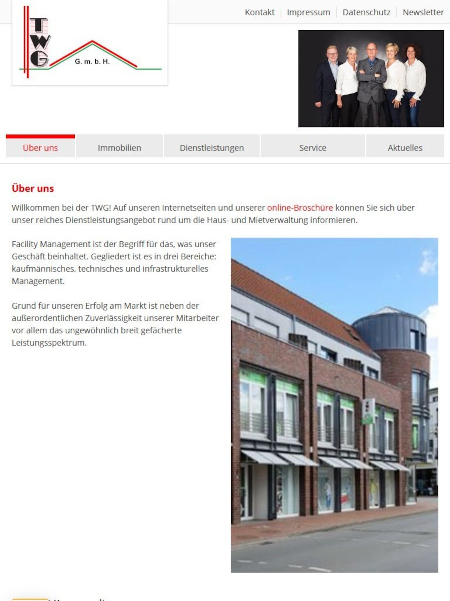 Tablet Screenshot der Website von: TWG Vechta