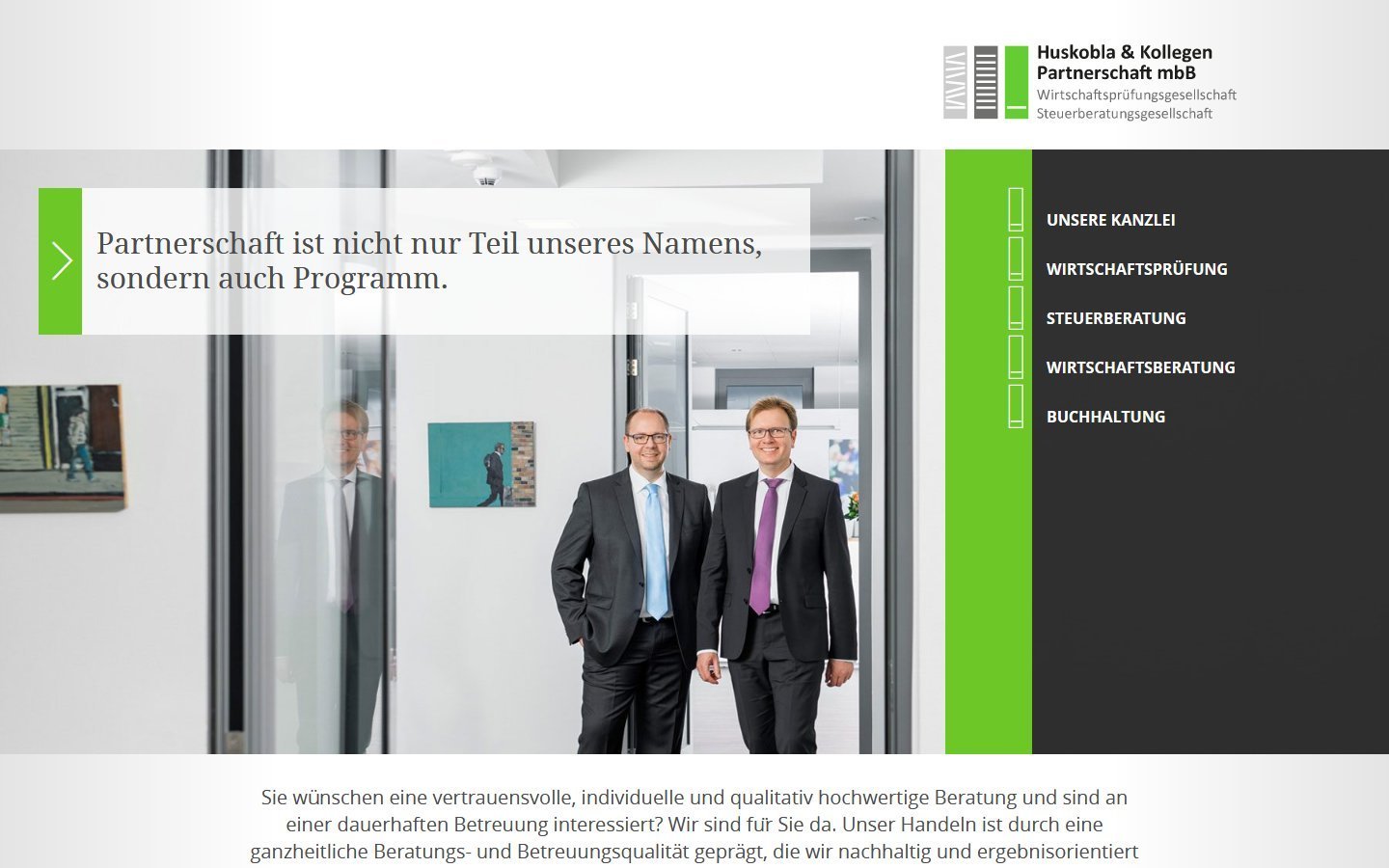 Desktop Screenshot der Website von: Huskobla & Kollegen Partnerschaft mbB