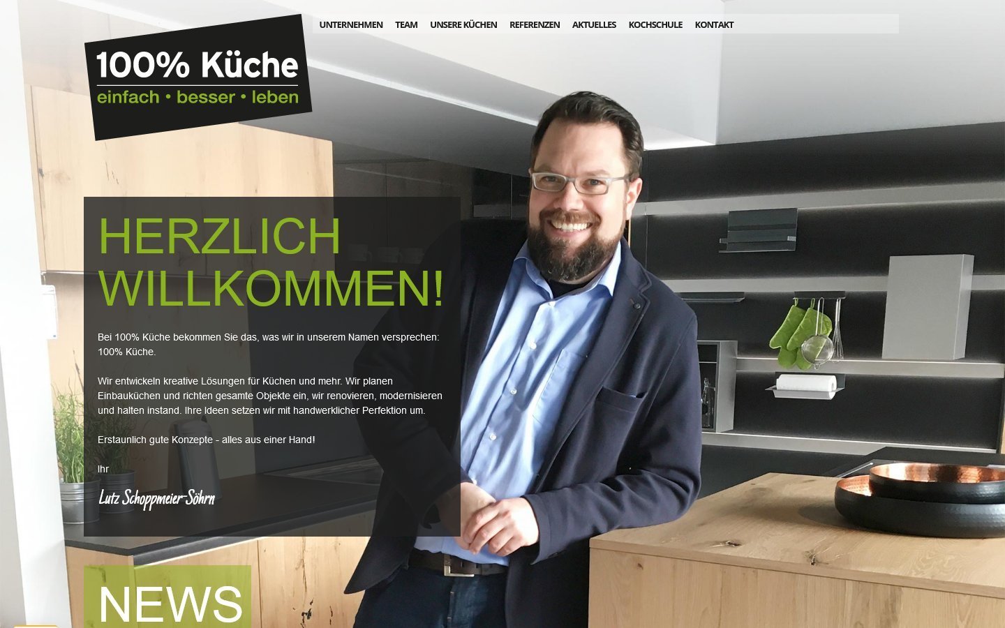 Desktop Screenshot der Website von: 100% Küche