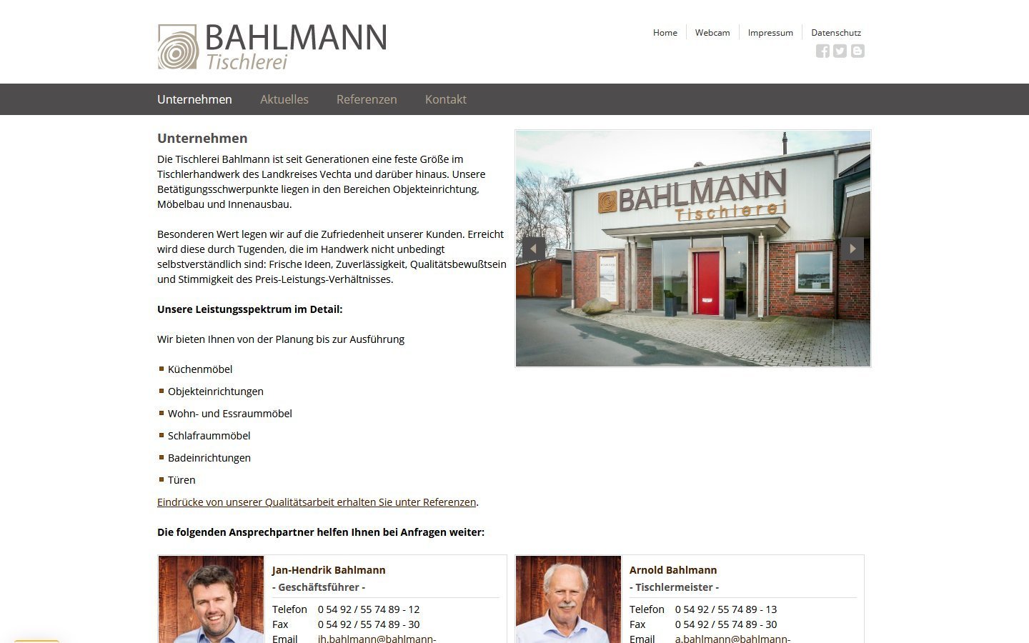 Desktop Screenshot der Website von: Bahlmann Tischlerei