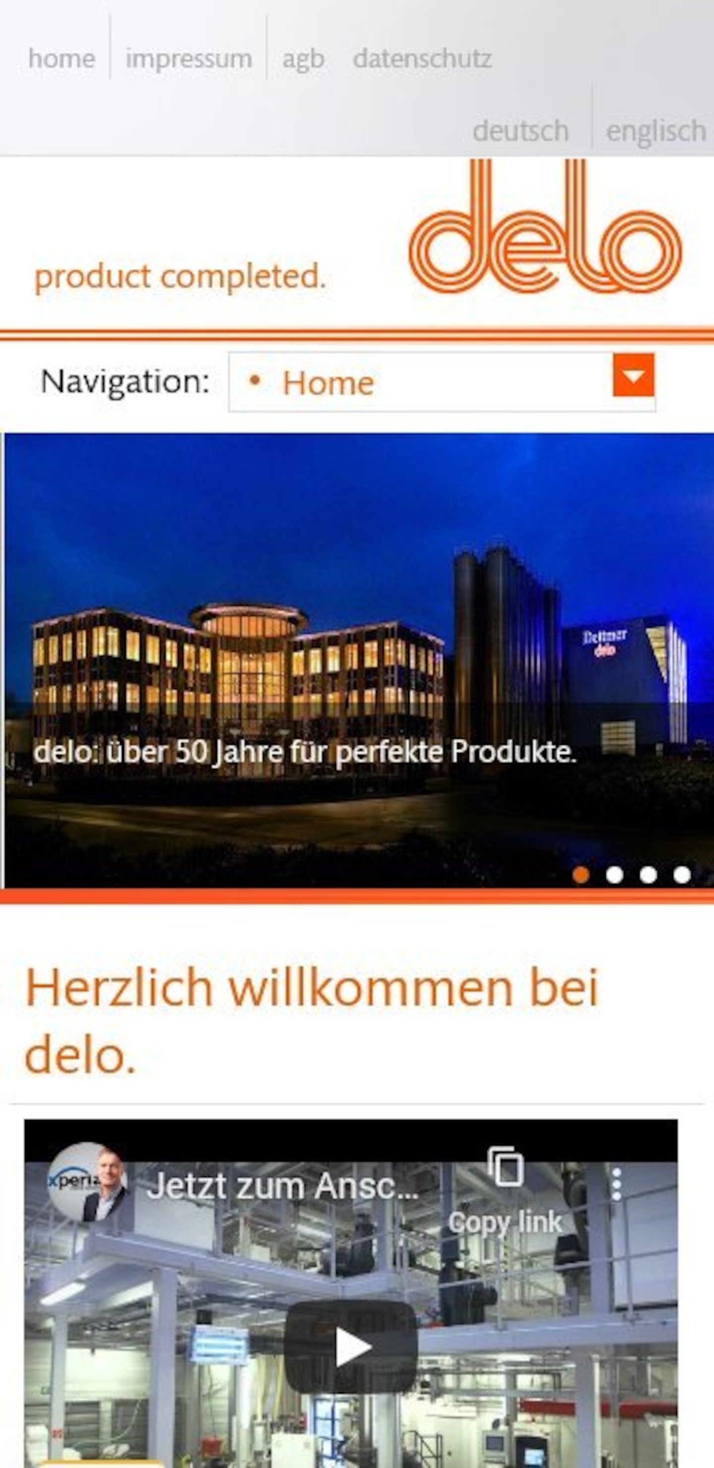 Smartphone Screenshot der Website von: delo: Dettmer Verpackungen GmbH