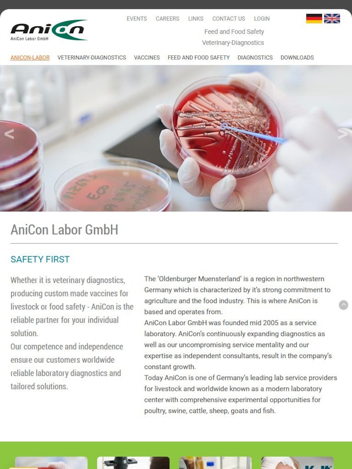 Tablet Screenshot der Website von: AniCon Labor