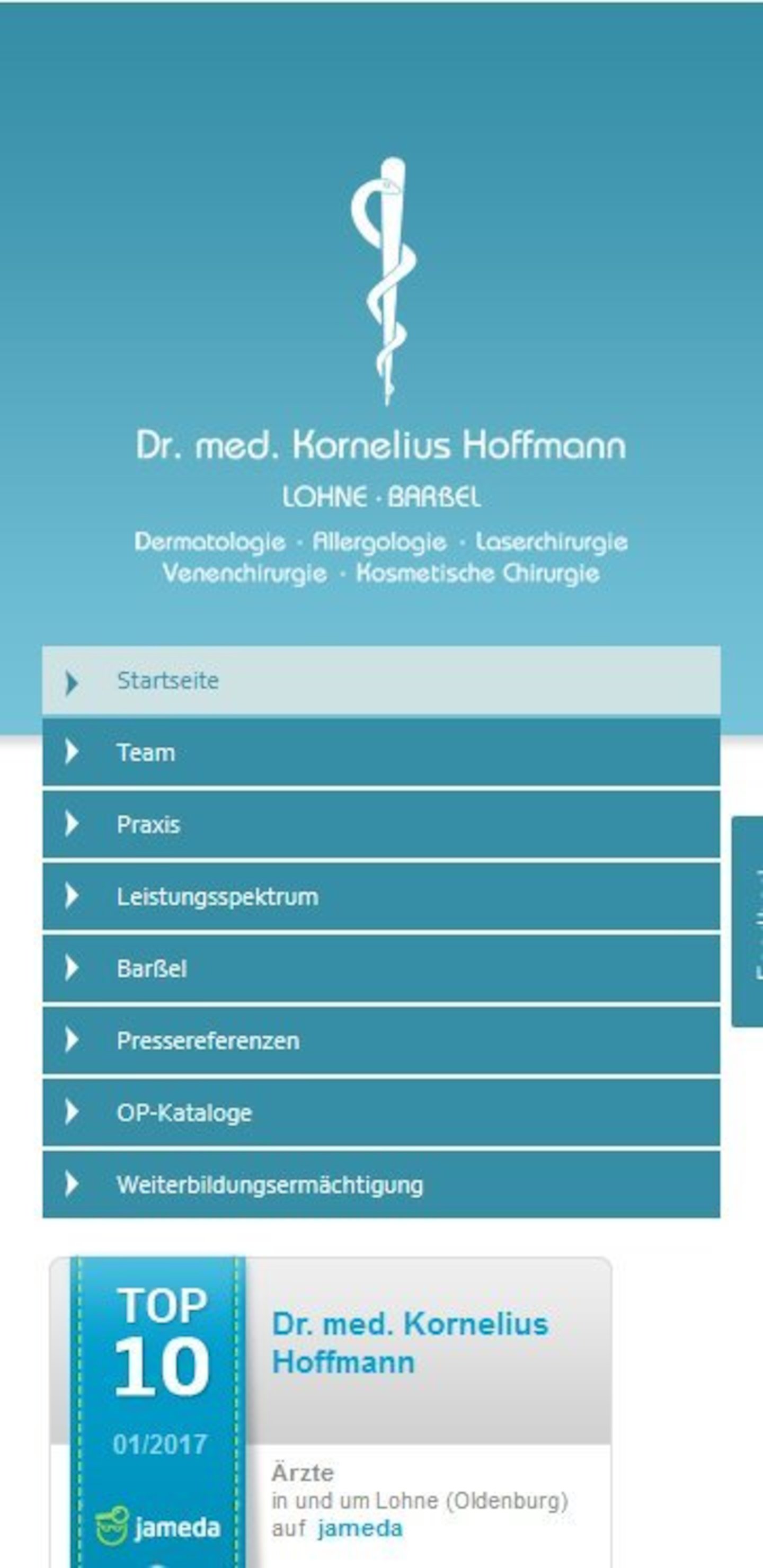 Smartphone Screenshot der Website von: Praxis Dr. Hoffmann