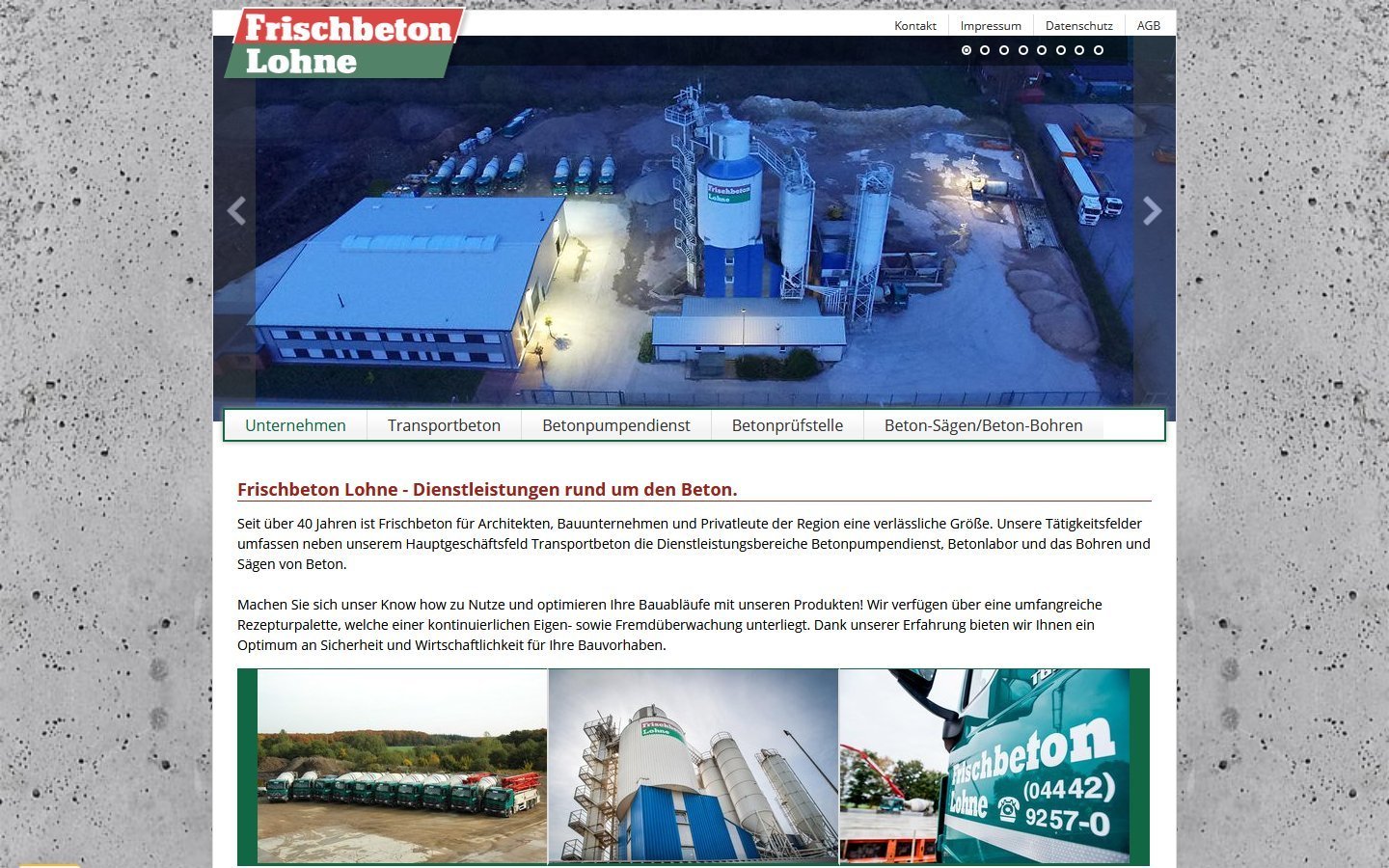 Desktop Screenshot der Website von: Frischbeton Lohne