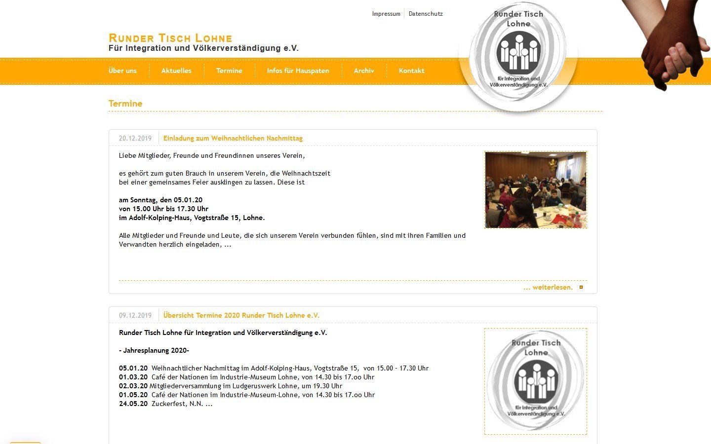 Desktop Screenshot der Website von: Runder Tisch Lohne e.V.