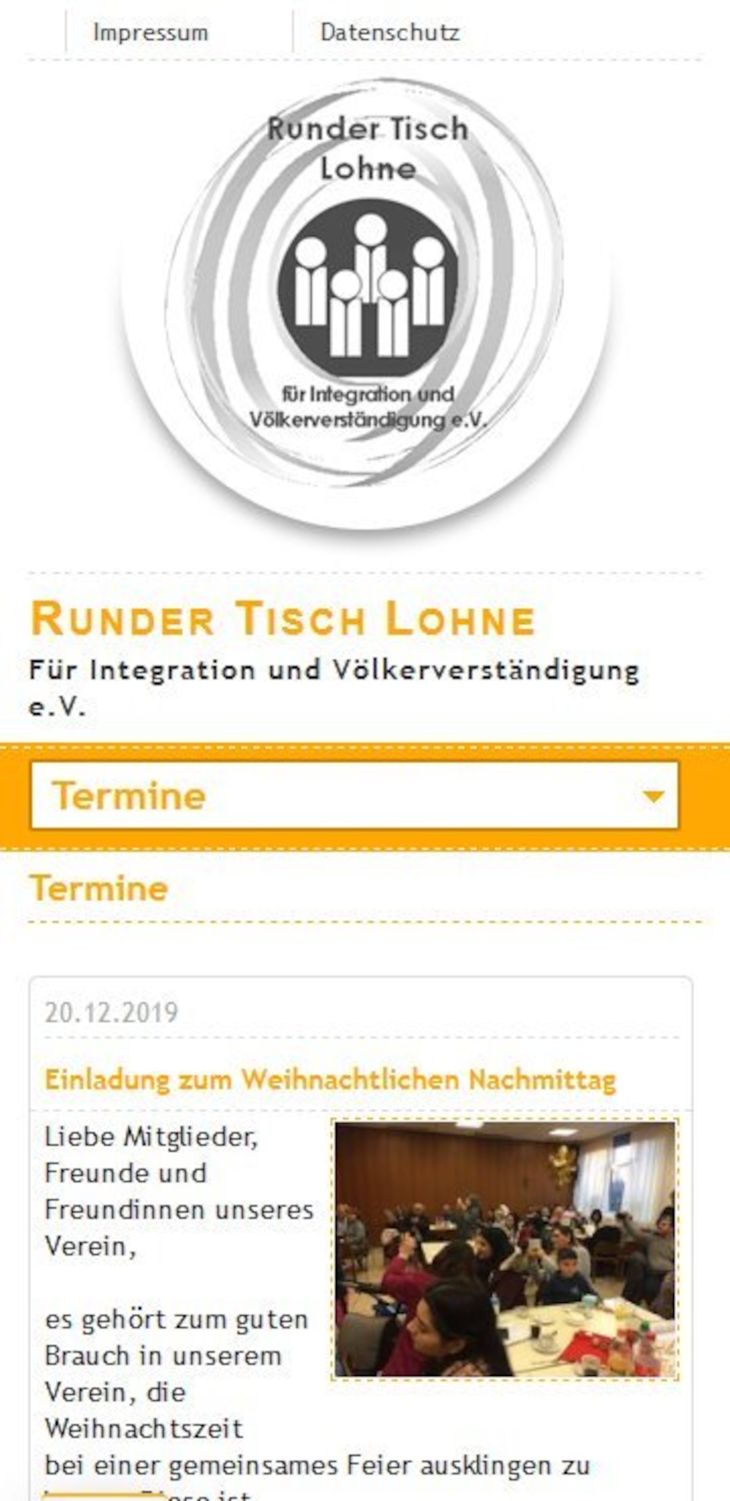 Smartphone Screenshot der Website von: Runder Tisch Lohne e.V.