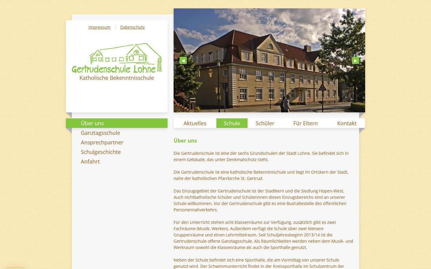 Desktop Screenshot der Website von: Gertrudenschule