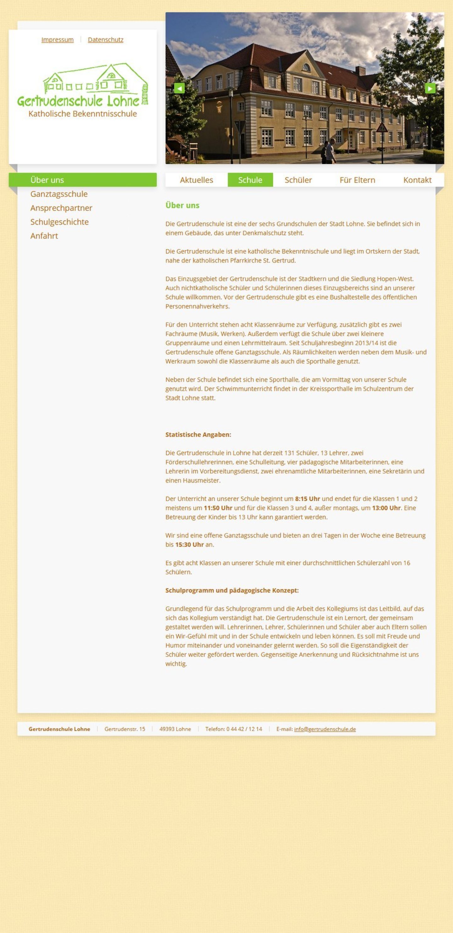 Smartphone Screenshot der Website von: Gertrudenschule