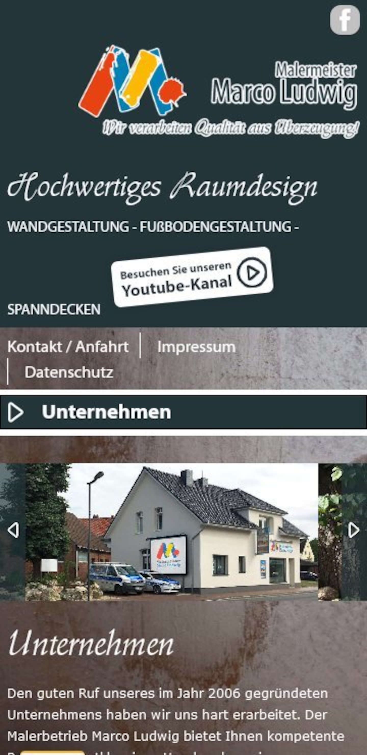 Smartphone Screenshot der Website von: Malermeister Marco Ludwig