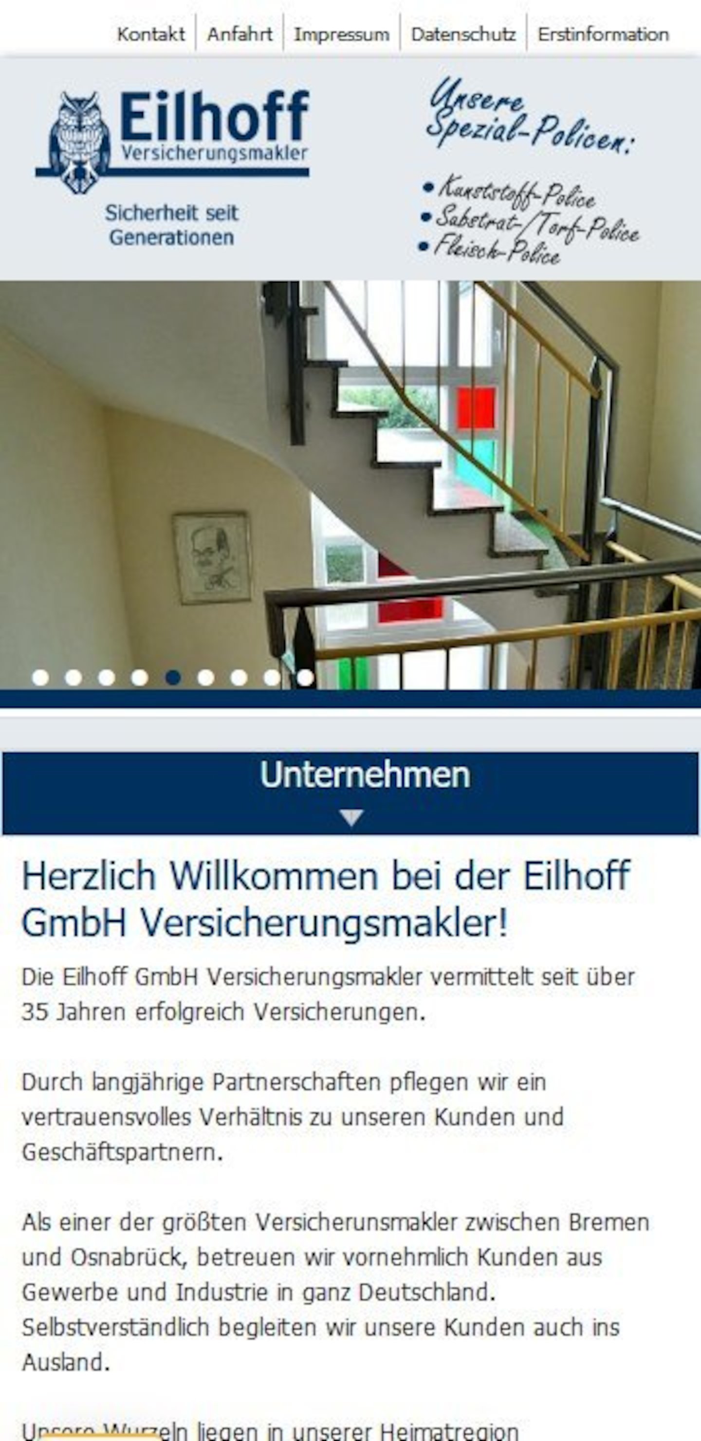 Smartphone Screenshot der Website von: Eilhoff GmbH Versicherungsmakler