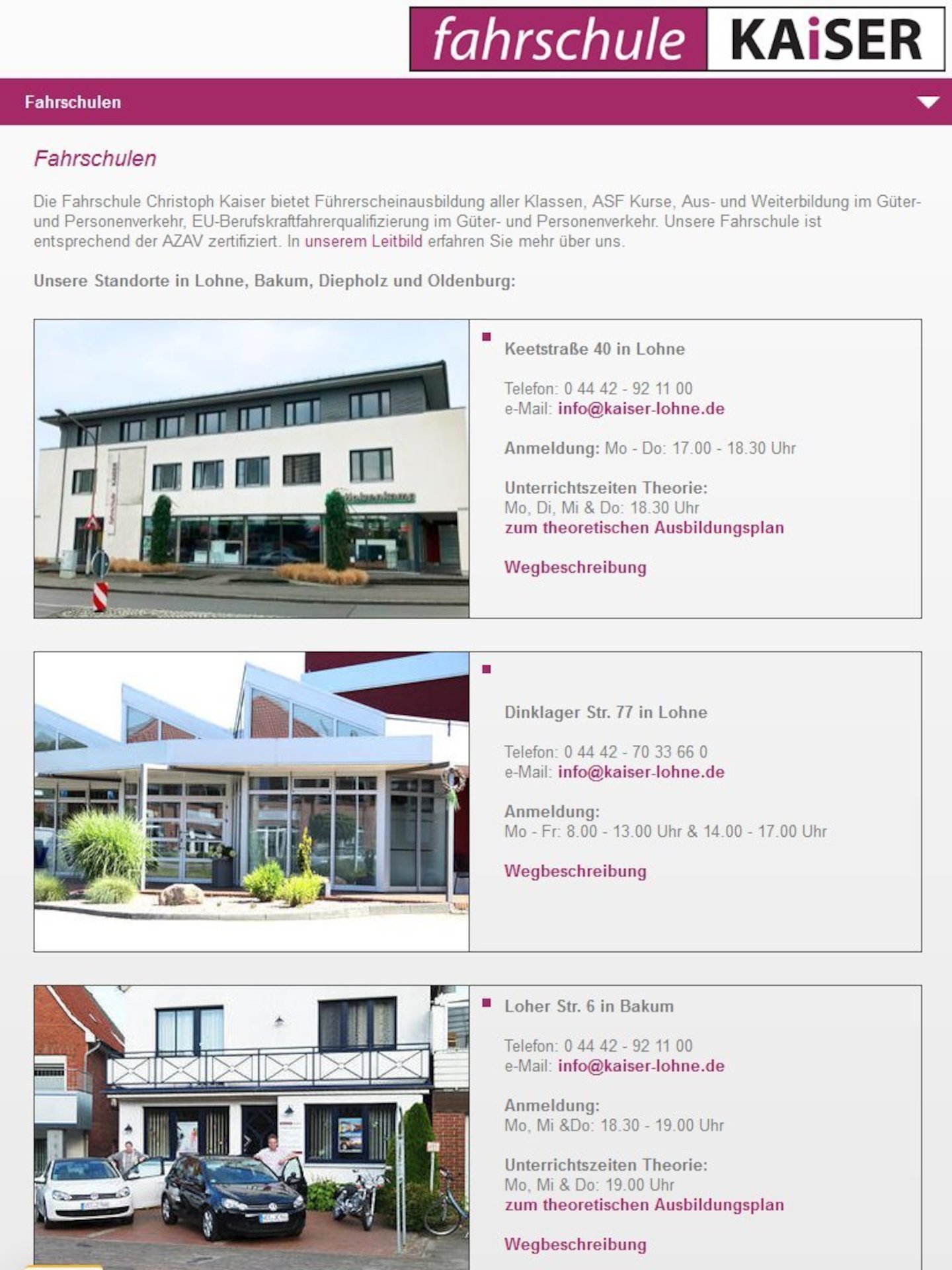 Tablet Screenshot der Website von: Kaiser Lohne