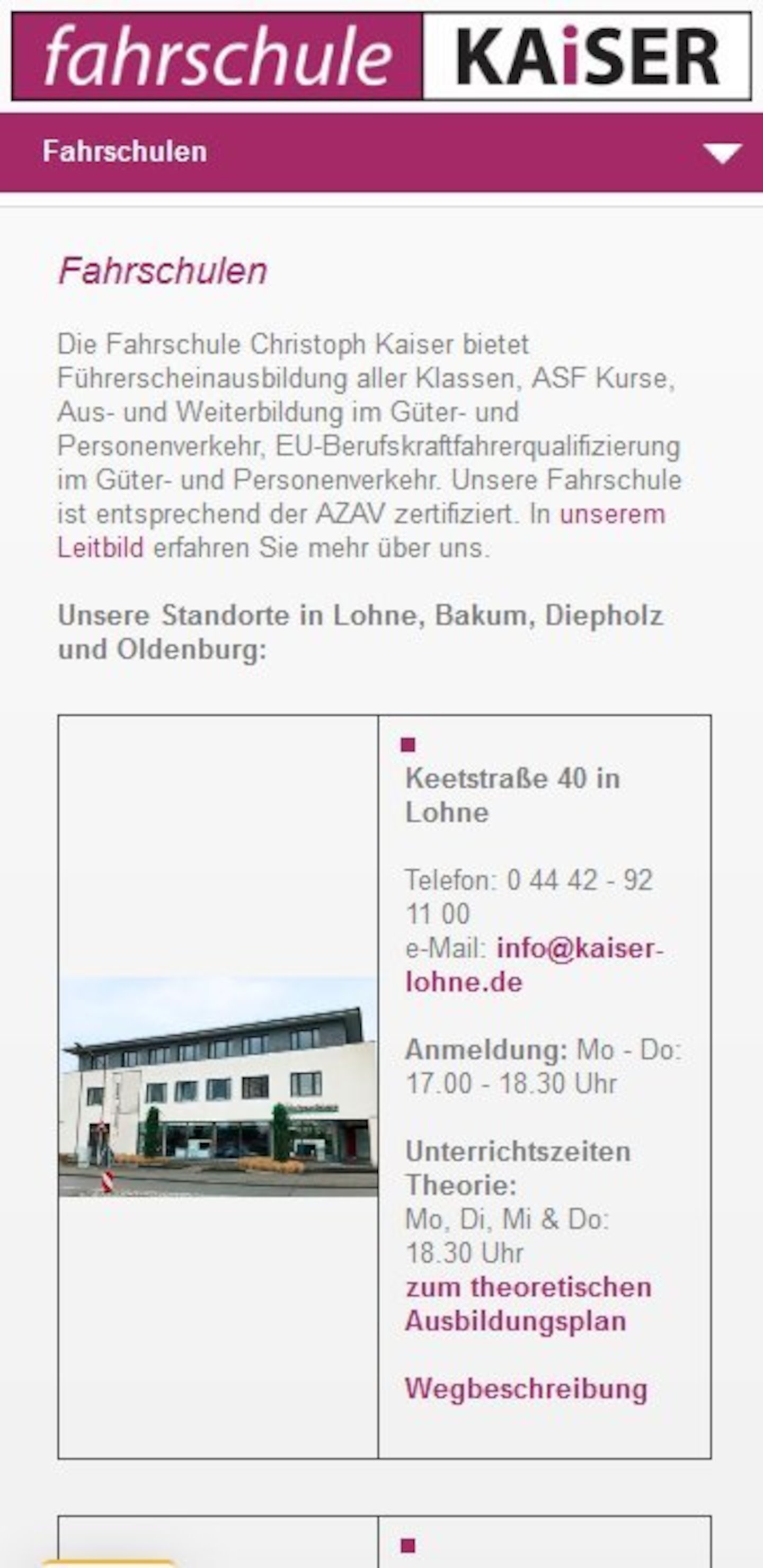 Smartphone Screenshot der Website von: Kaiser Lohne