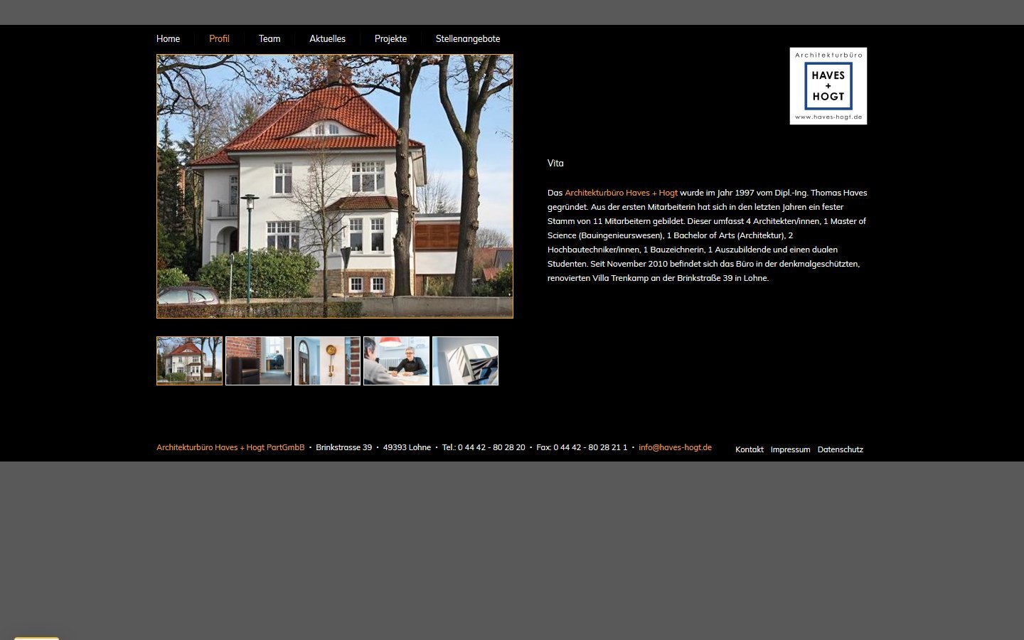 Desktop Screenshot der Website von: Architekturbüro Haves + Hogt