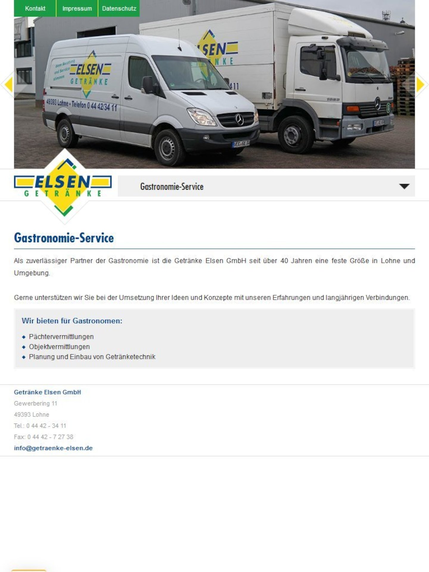 Tablet Screenshot der Website von: Getränke Elsen GmbH