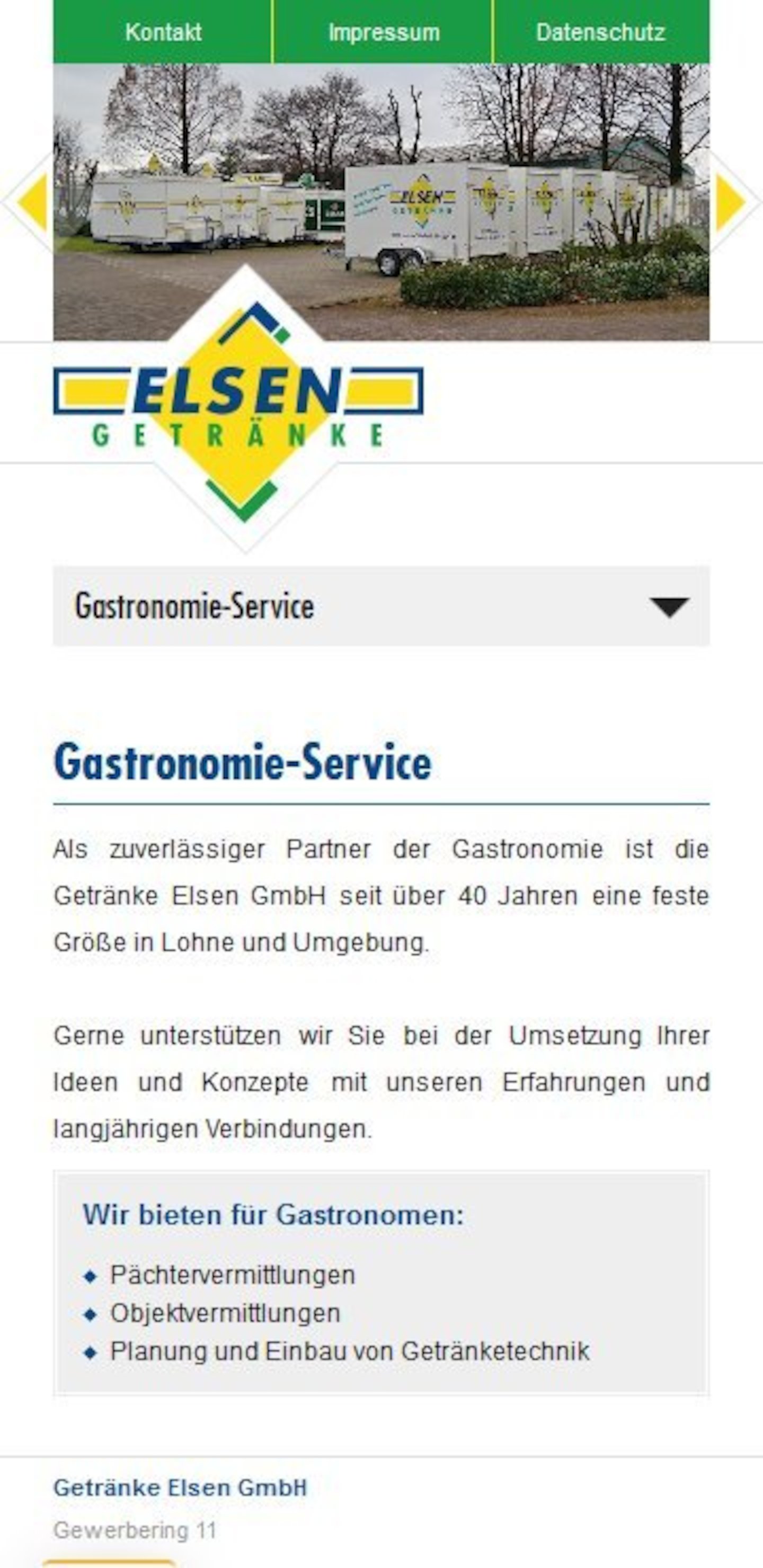 Smartphone Screenshot der Website von: Getränke Elsen GmbH