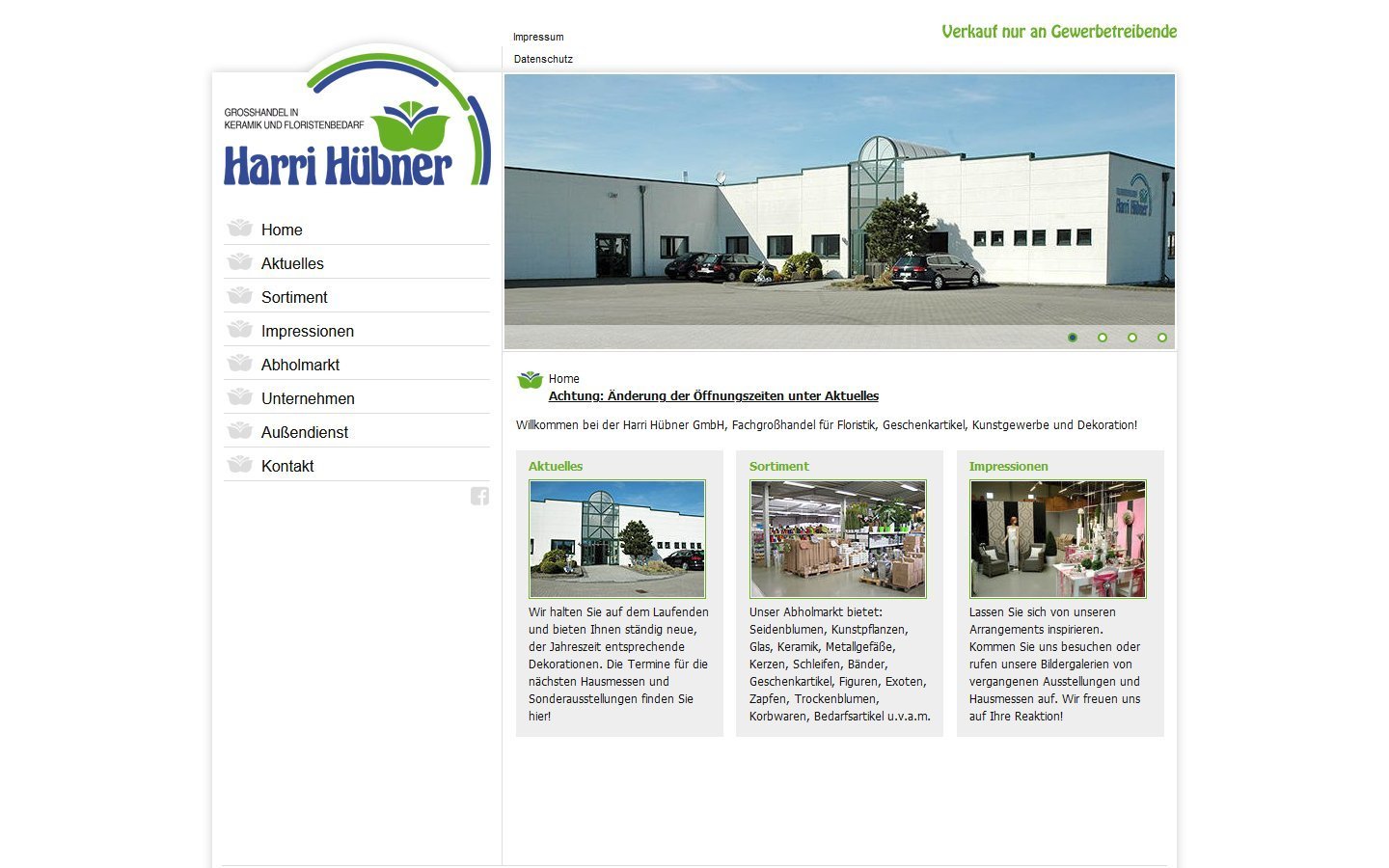 Desktop Screenshot der Website von: Harri Hübner GmbH