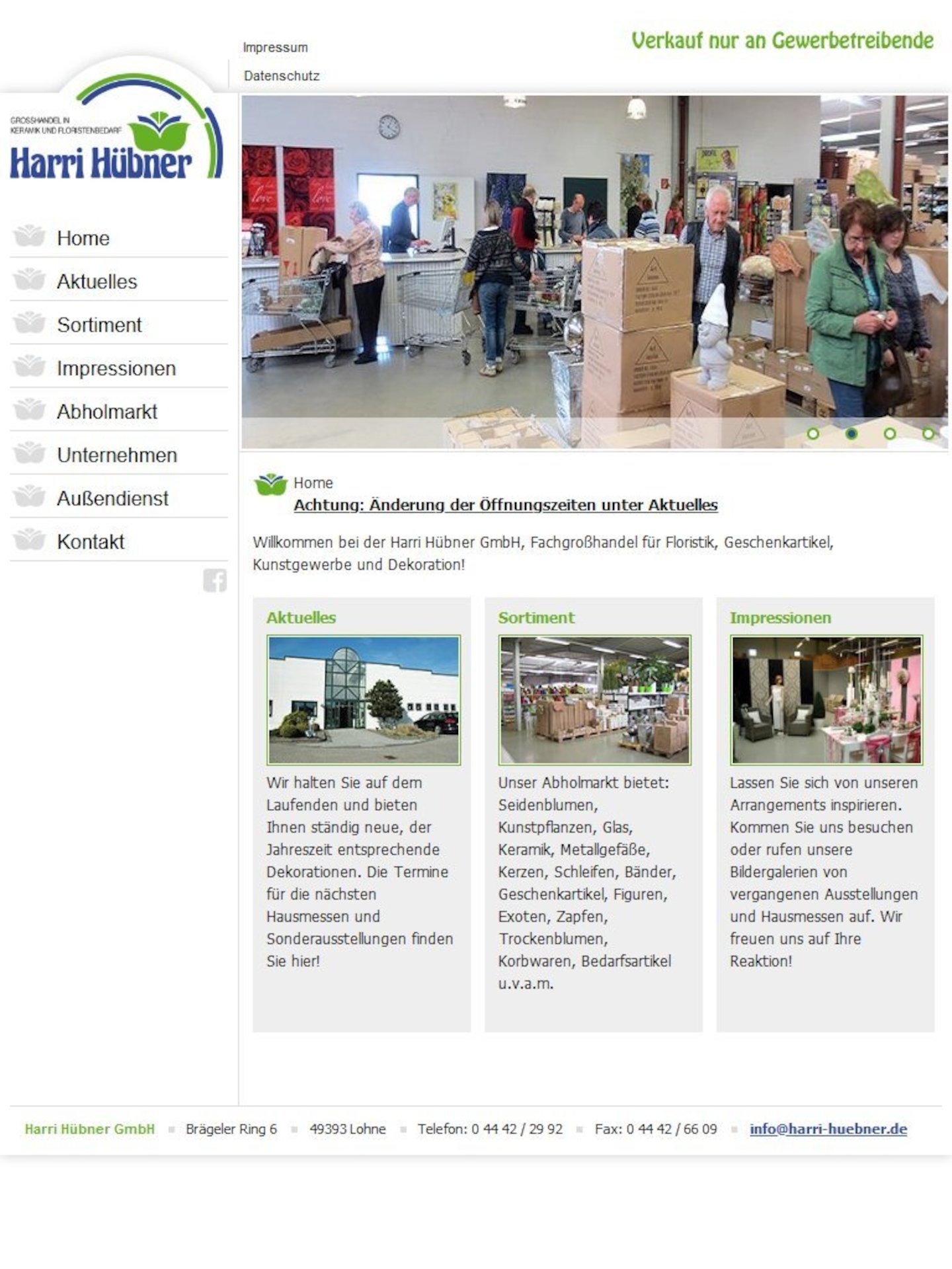 Tablet Screenshot der Website von: Harri Hübner GmbH