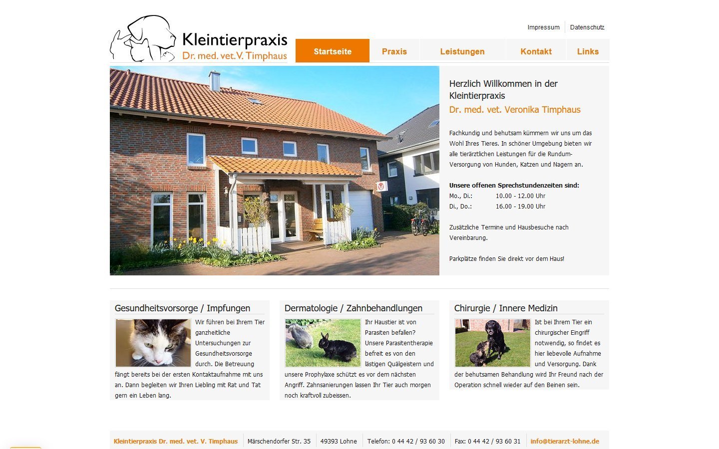 Desktop Screenshot der Website von: Kleintierpraxis Timphaus