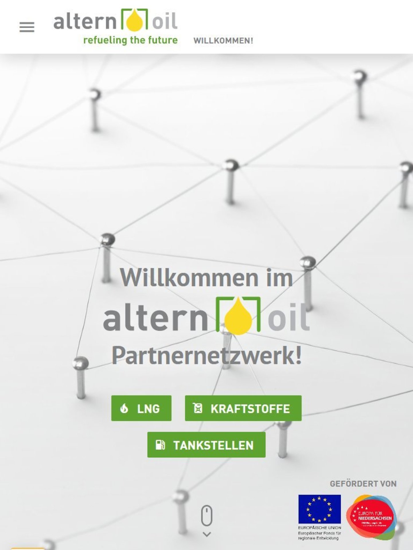 Tablet Screenshot der Website von: Alternoil GmbH