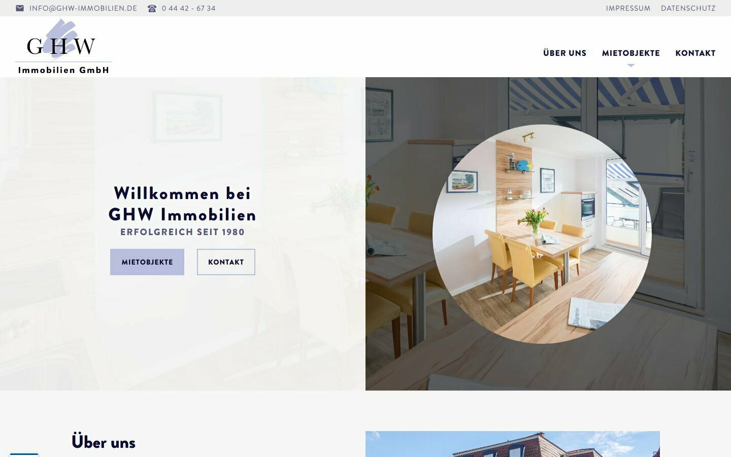 Desktop Screenshot der Website von: GHW Immobilien GmbH