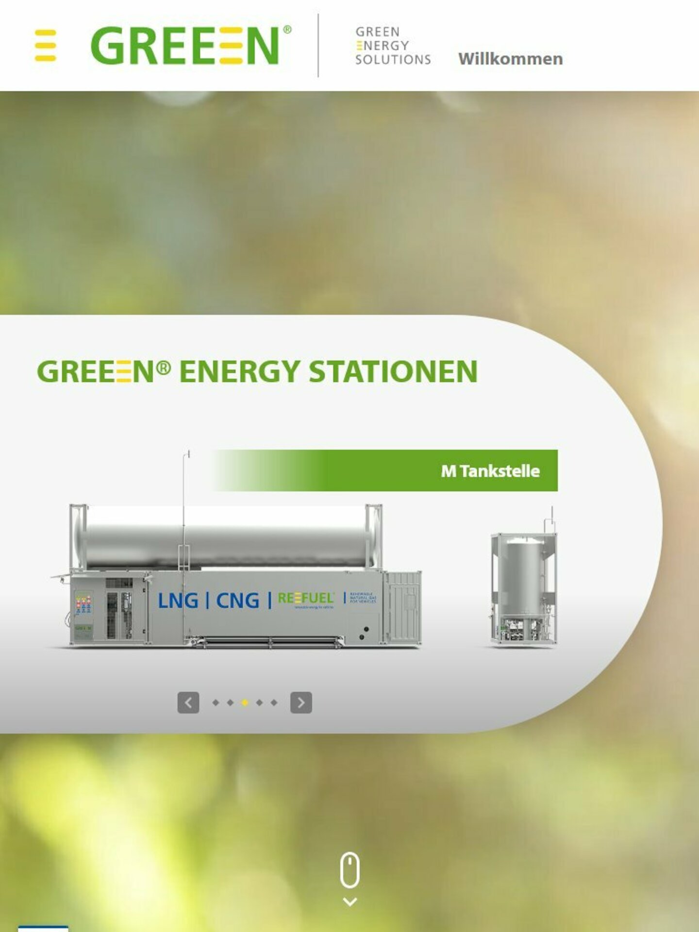 Tablet Screenshot der Website von: Greeen Solutions GmbH