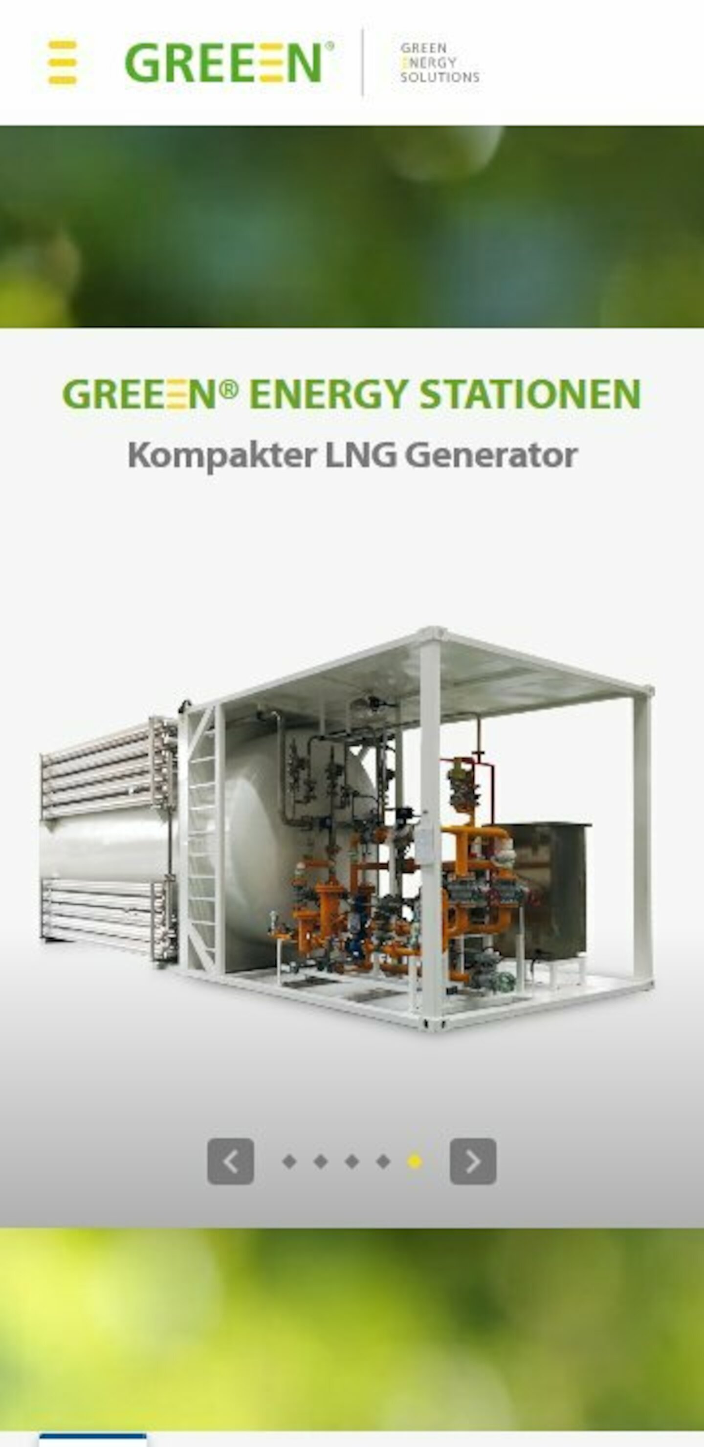 Smartphone Screenshot der Website von: Greeen Solutions GmbH