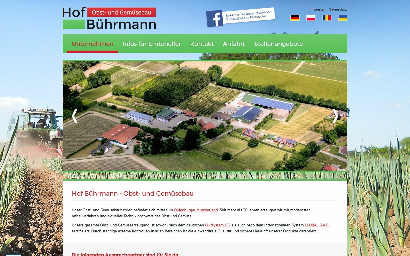 Desktop Screenshot der Website von: Hof Bührmann