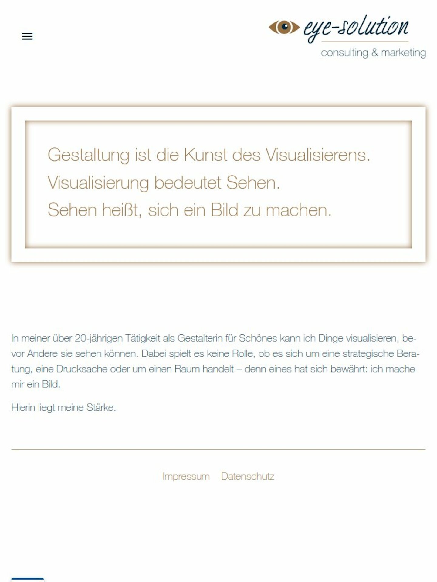 Tablet Screenshot der Website von: Eye Solution